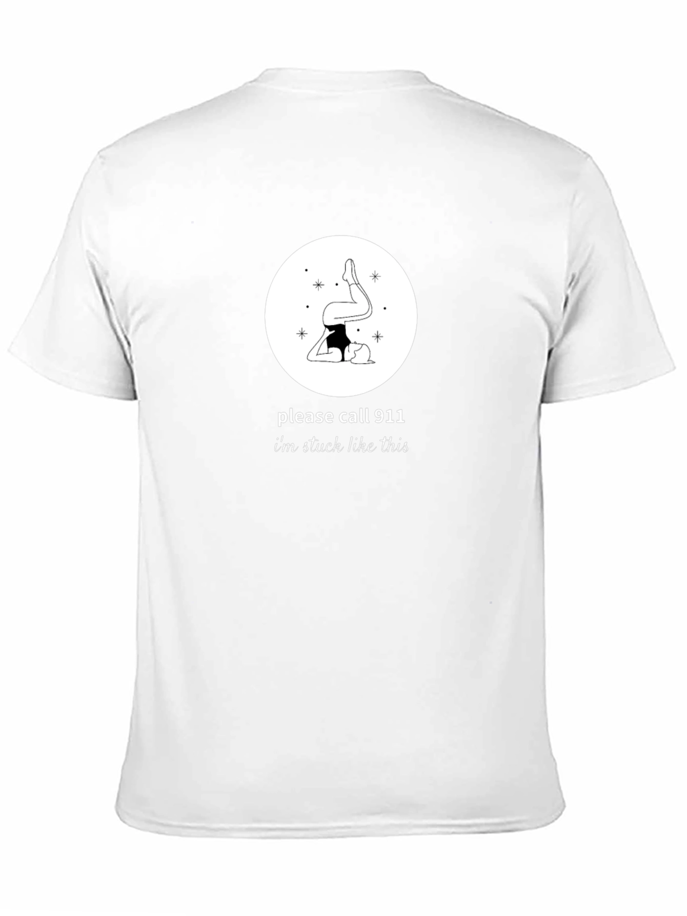 Funny Yoga Pose Stuck 911 Black T-Shirt