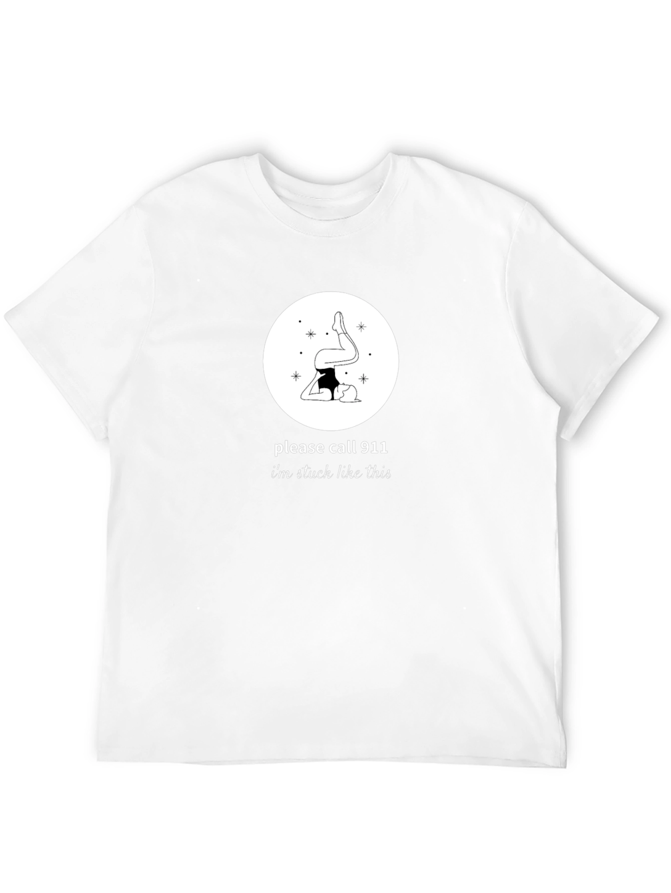 Funny Yoga Pose Stuck 911 Black T-Shirt