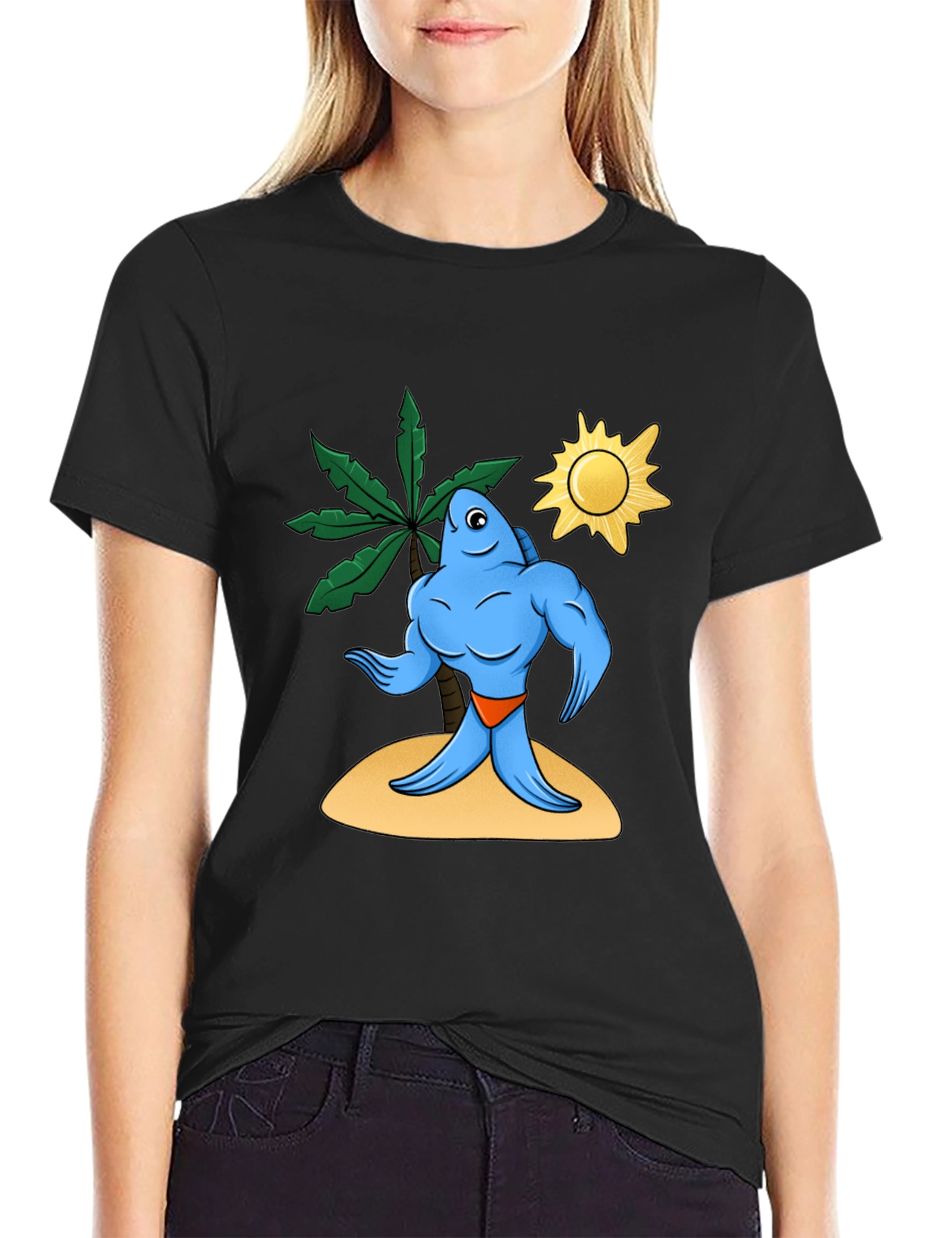 Buff Fish on Island Graphic Tee