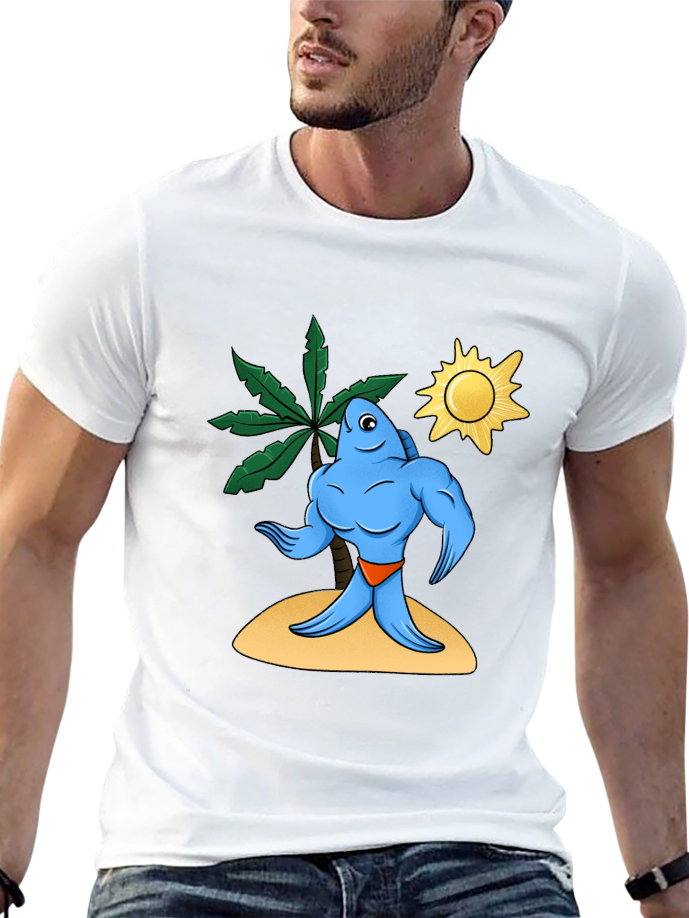 Buff Fish on Island Graphic Tee