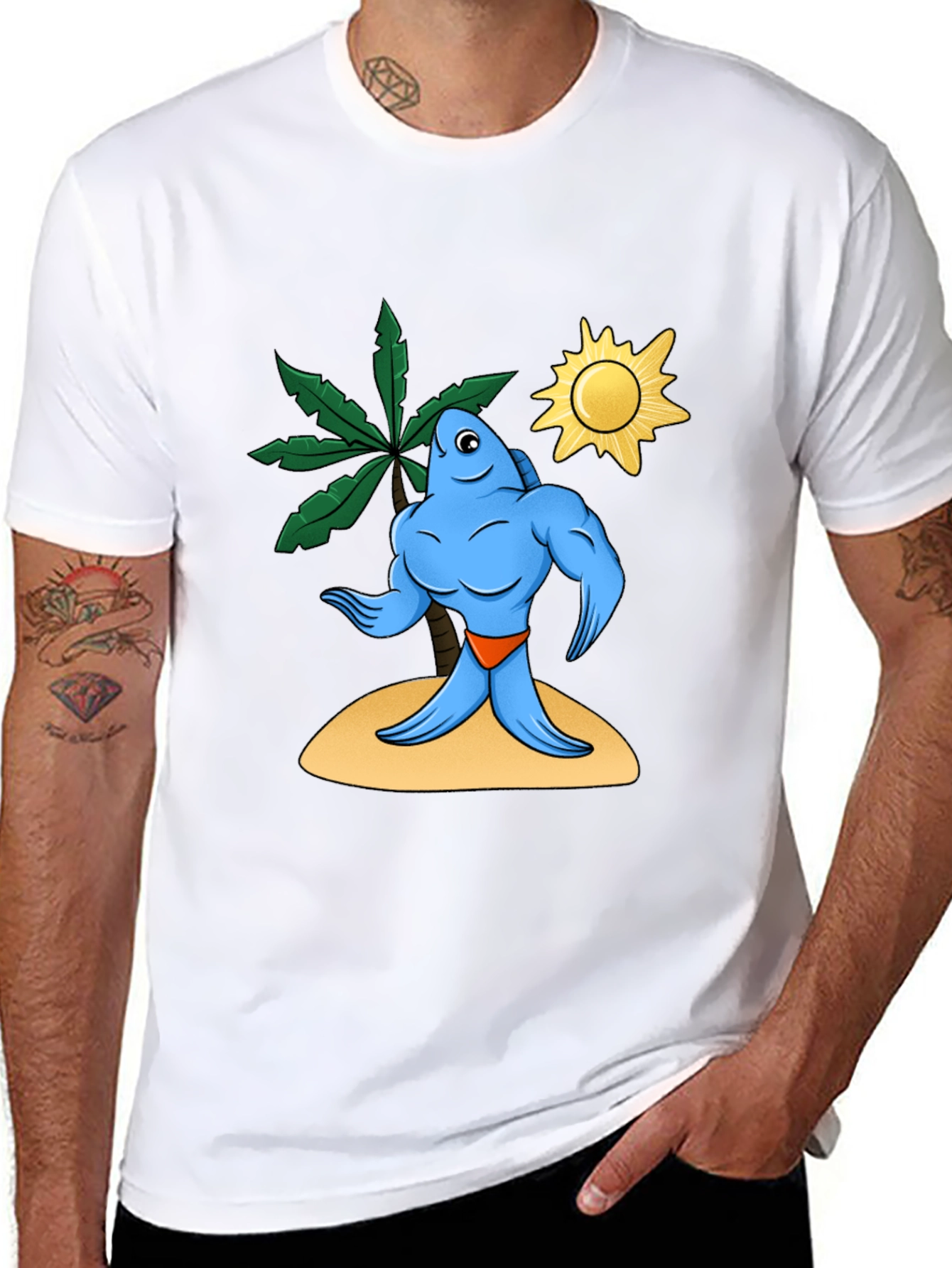 Buff Fish on Island Graphic Tee