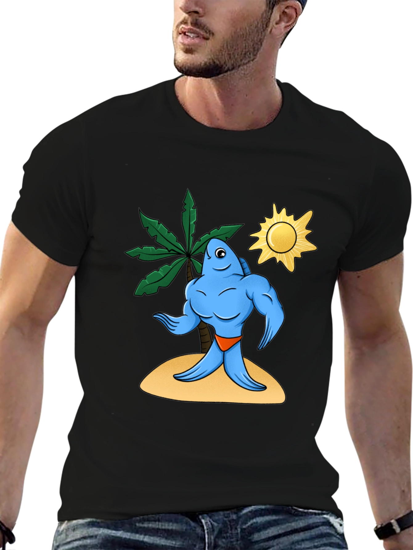 Buff Fish on Island Graphic Tee