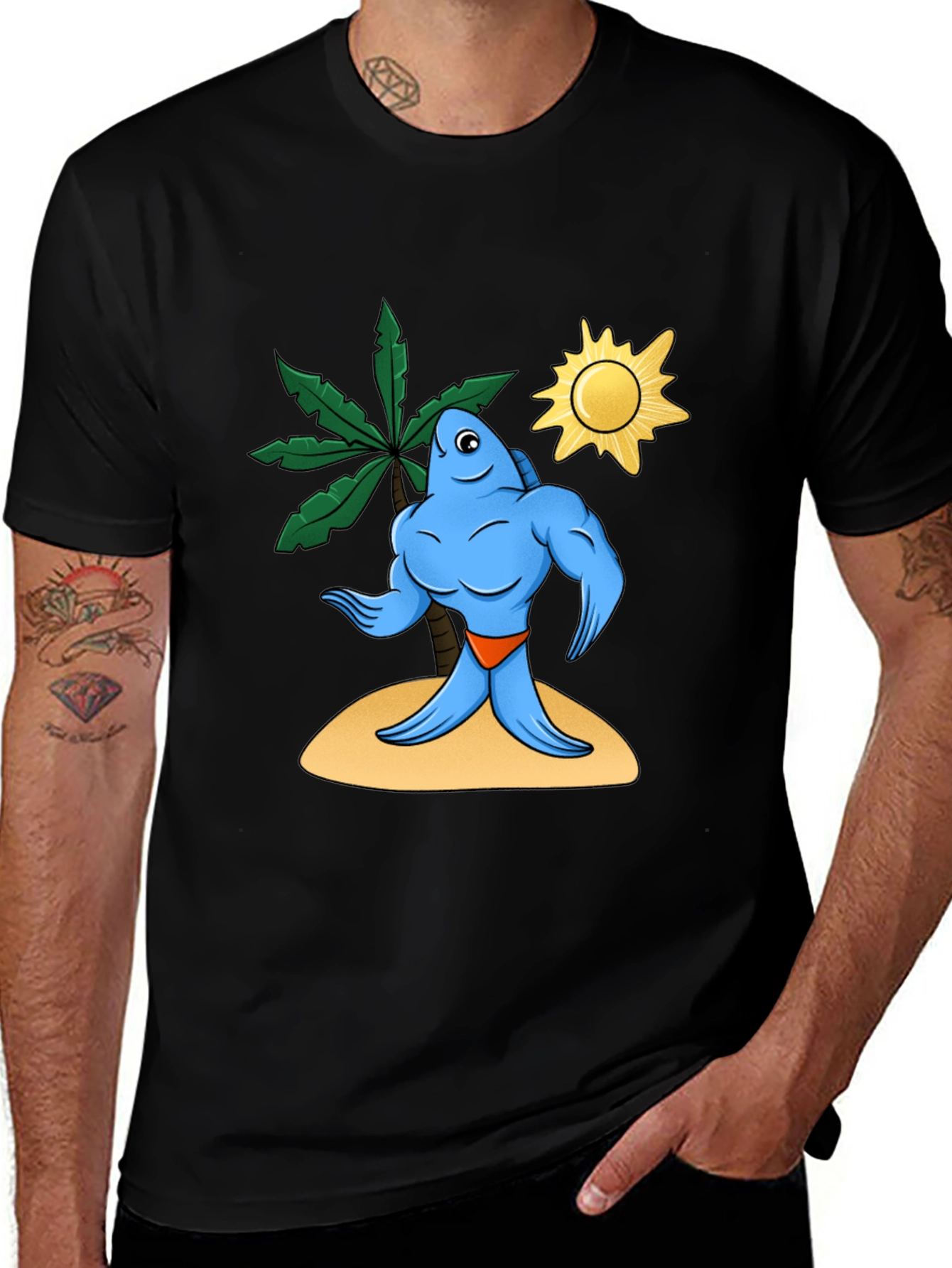 Buff Fish on Island Graphic Tee