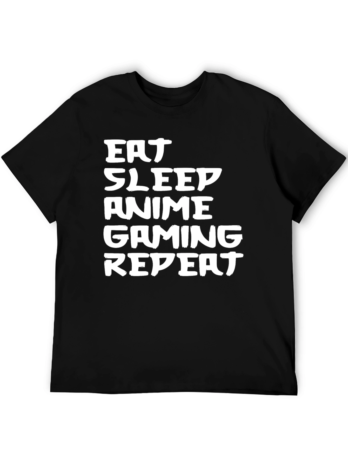 Eat Sleep Anime Gaming Repeat Black T-Shirt