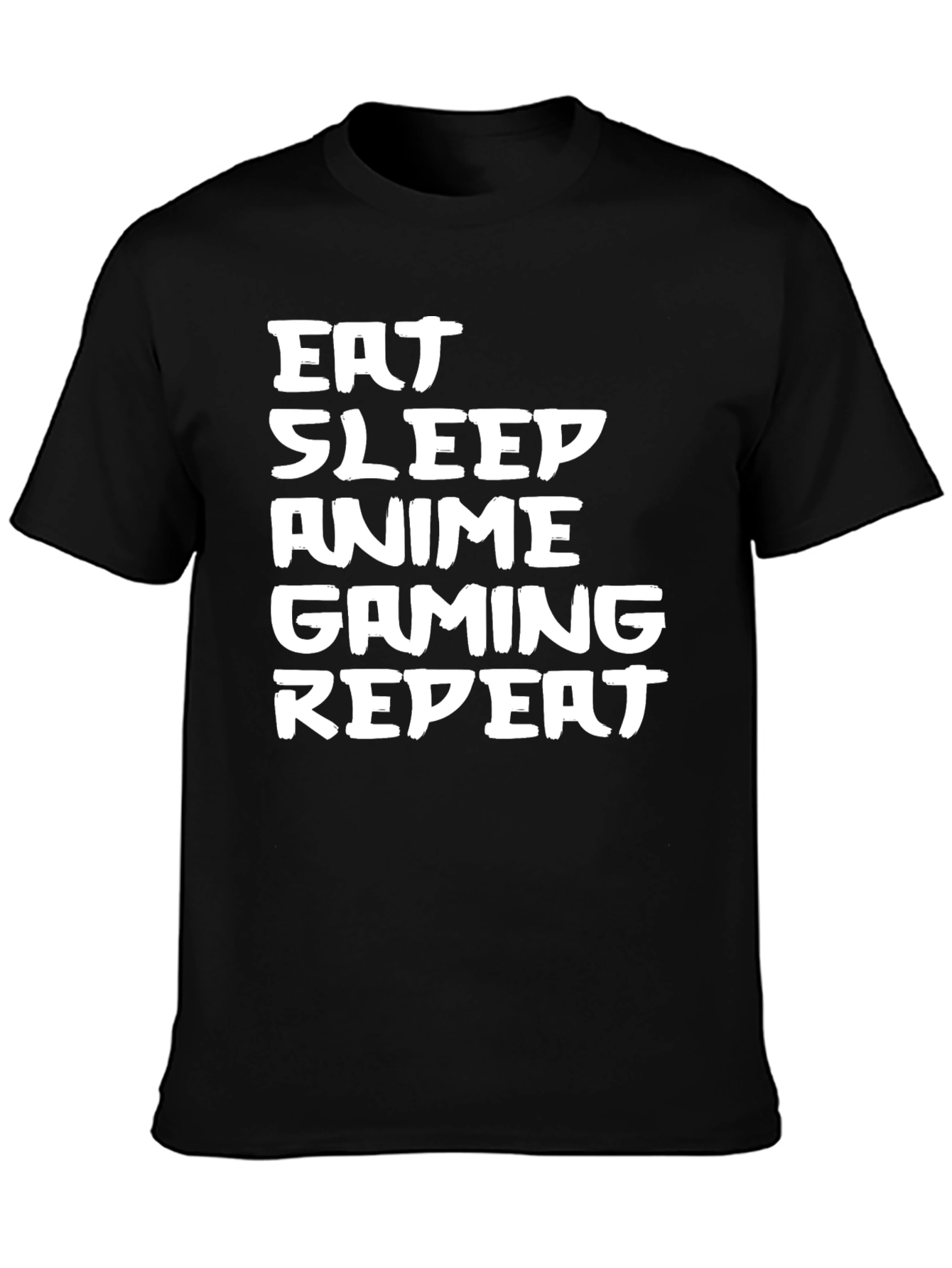 Eat Sleep Anime Gaming Repeat Black T-Shirt