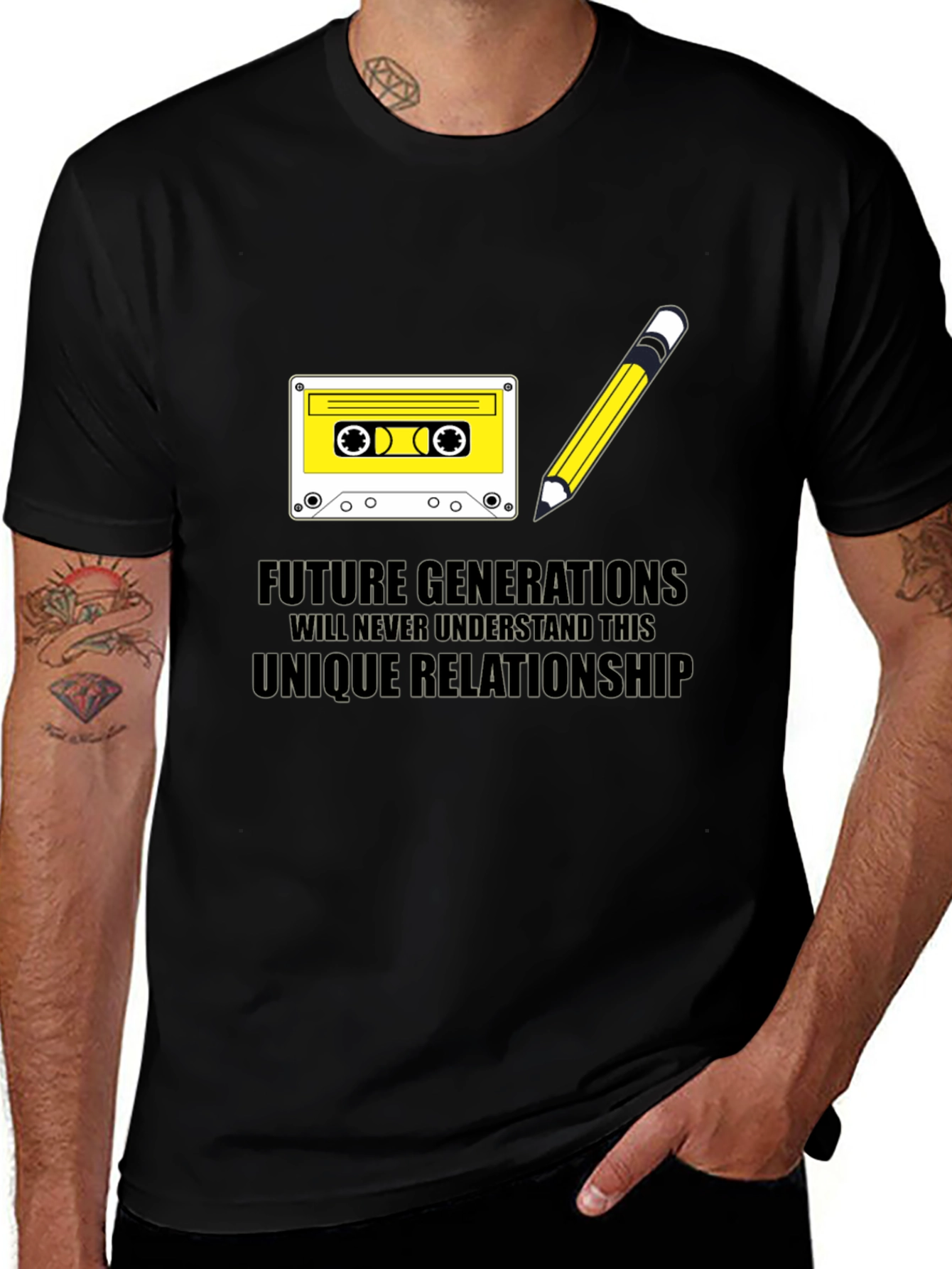 Retro Cassette & Pencil T-Shirt - Future Generations