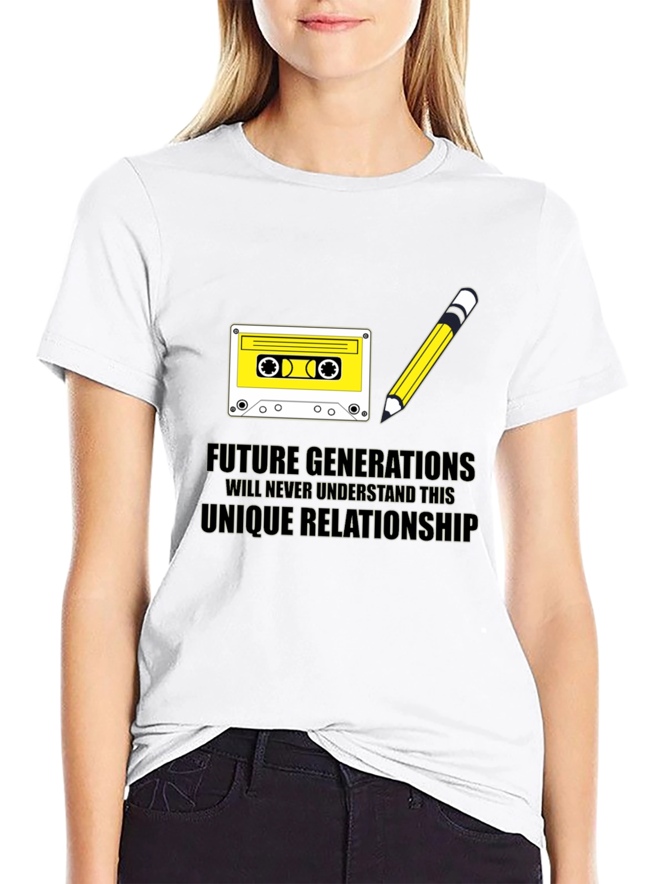 Retro Cassette & Pencil T-Shirt - Future Generations