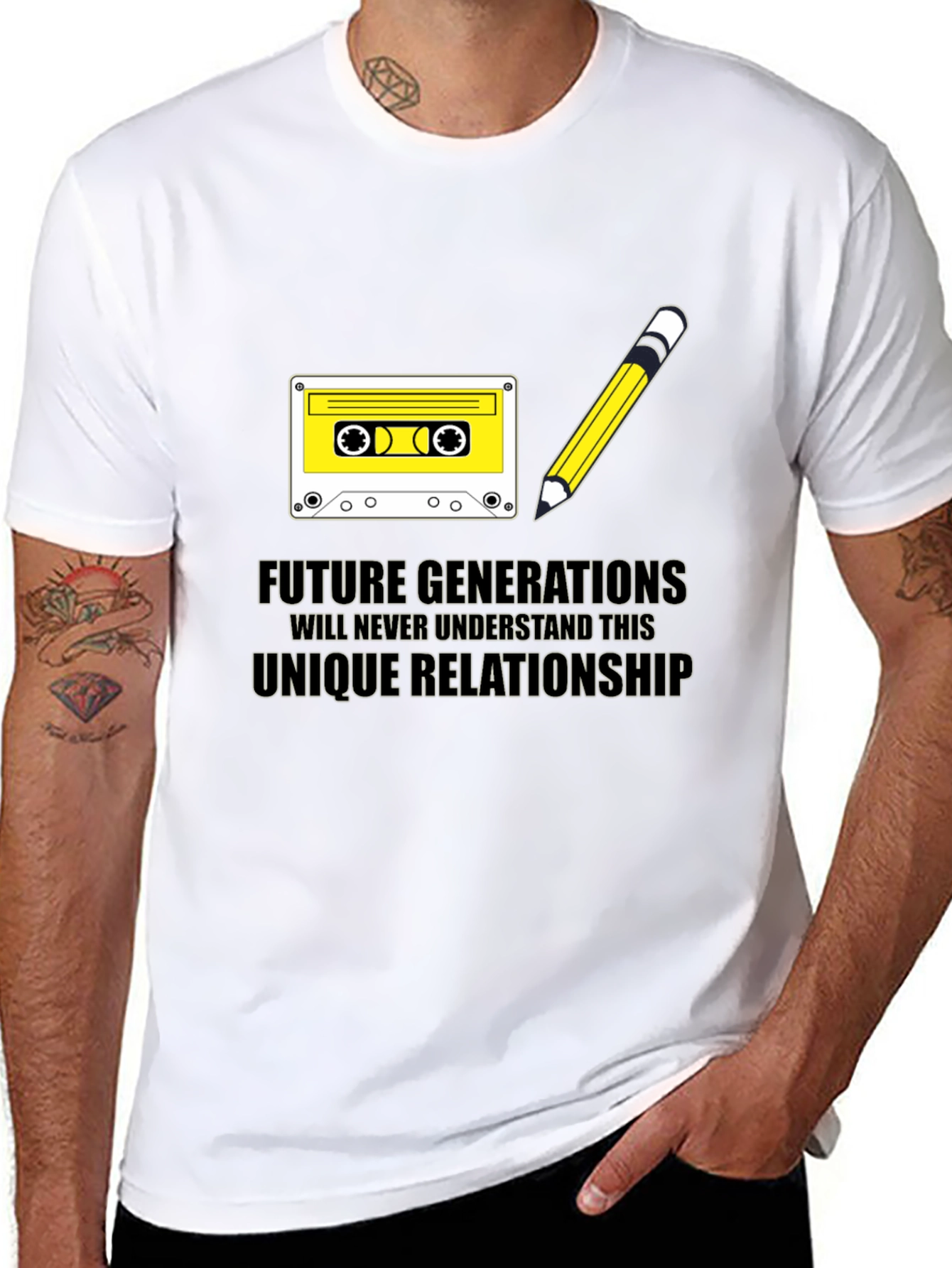 Retro Cassette & Pencil T-Shirt - Future Generations