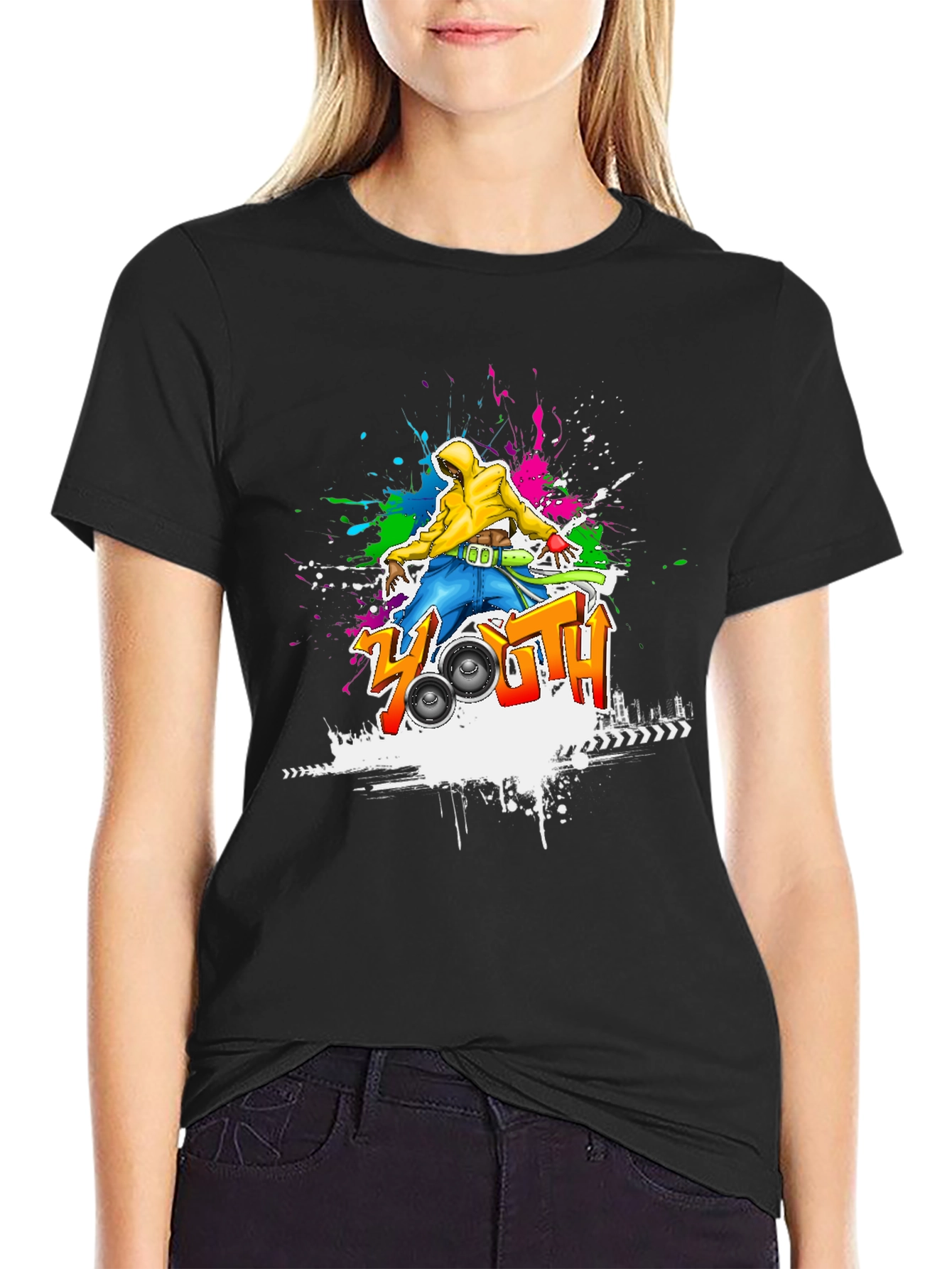 Youth Graffiti Graphic Black T-Shirt