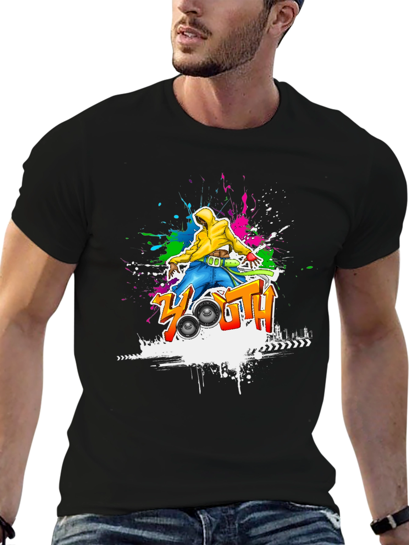 Youth Graffiti Graphic Black T-Shirt