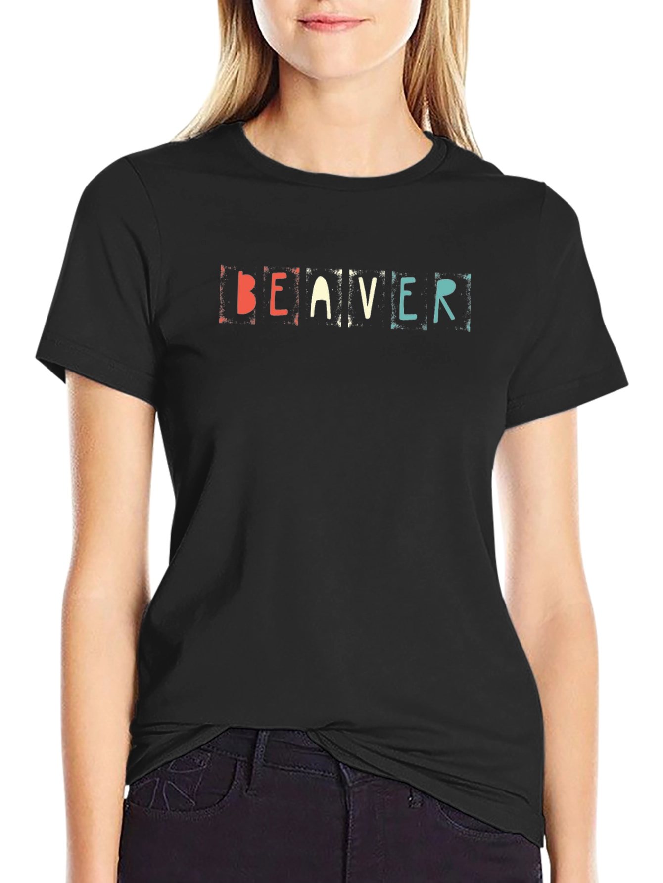 Beaver Graphic Print Black T-Shirt