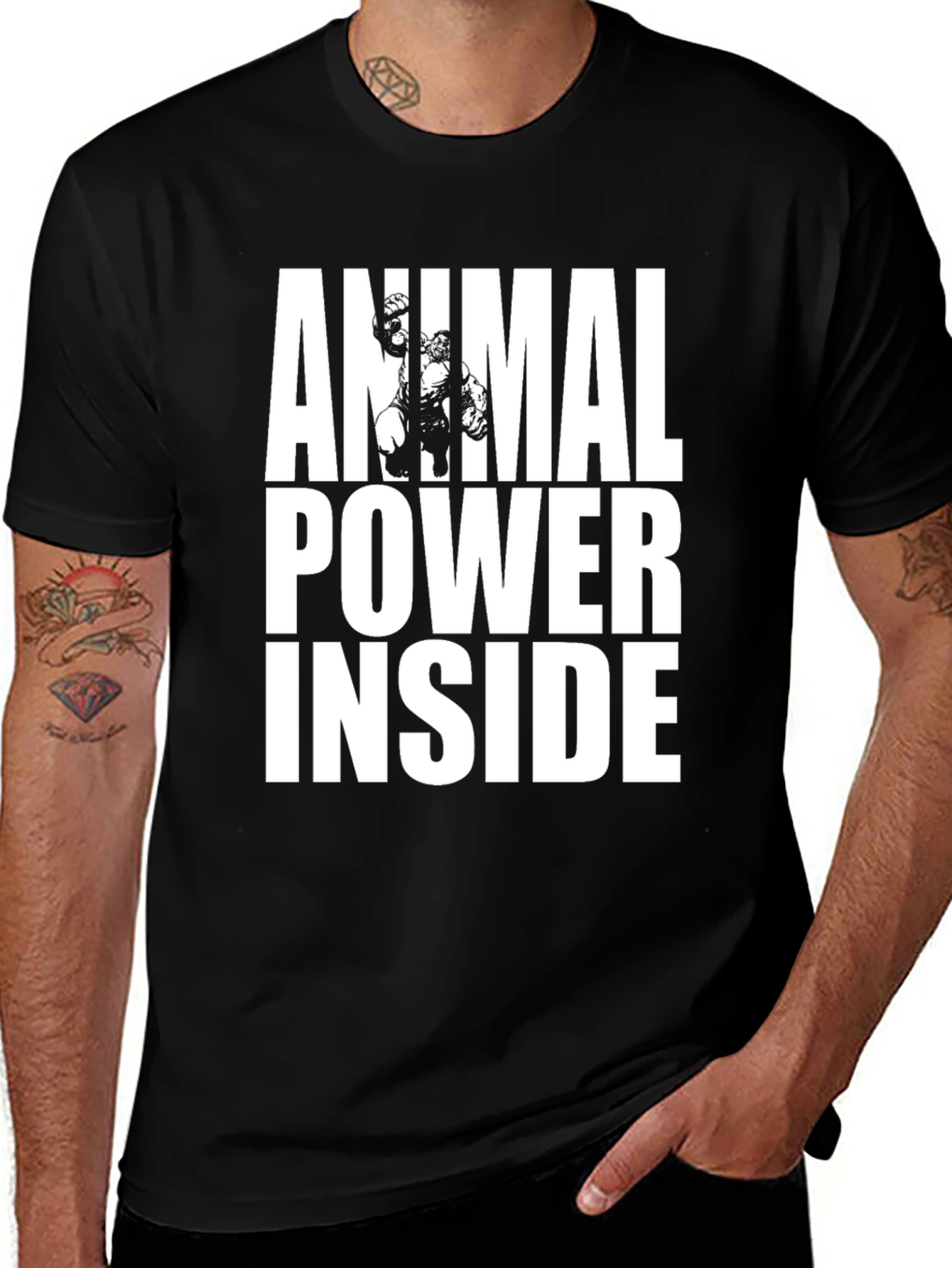 Animal Power Inside Black Graphic Tee