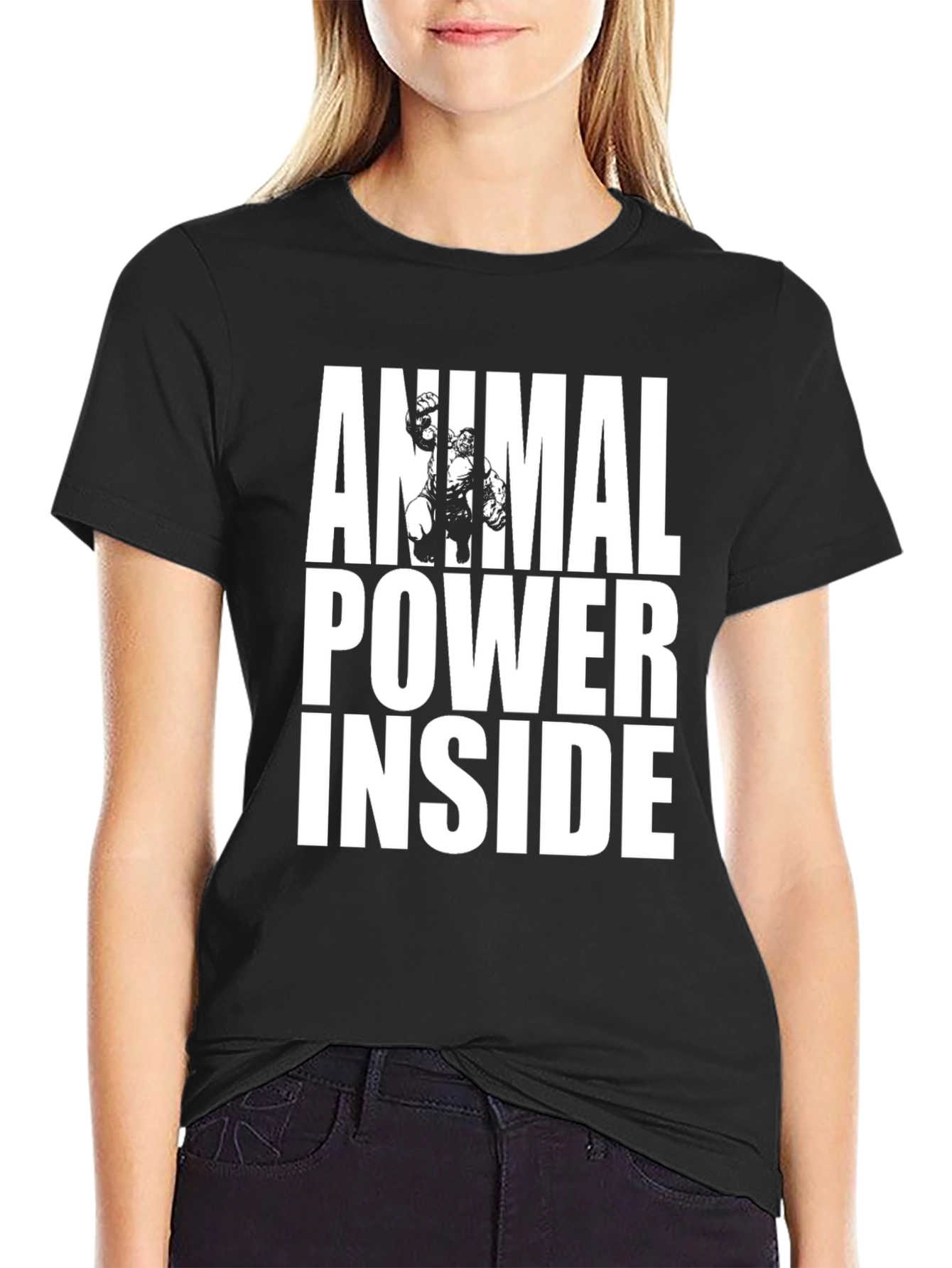 Animal Power Inside Black Graphic Tee