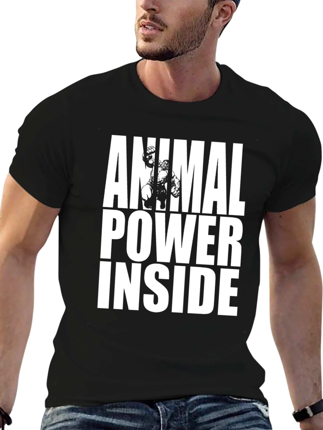 Animal Power Inside Black Graphic Tee