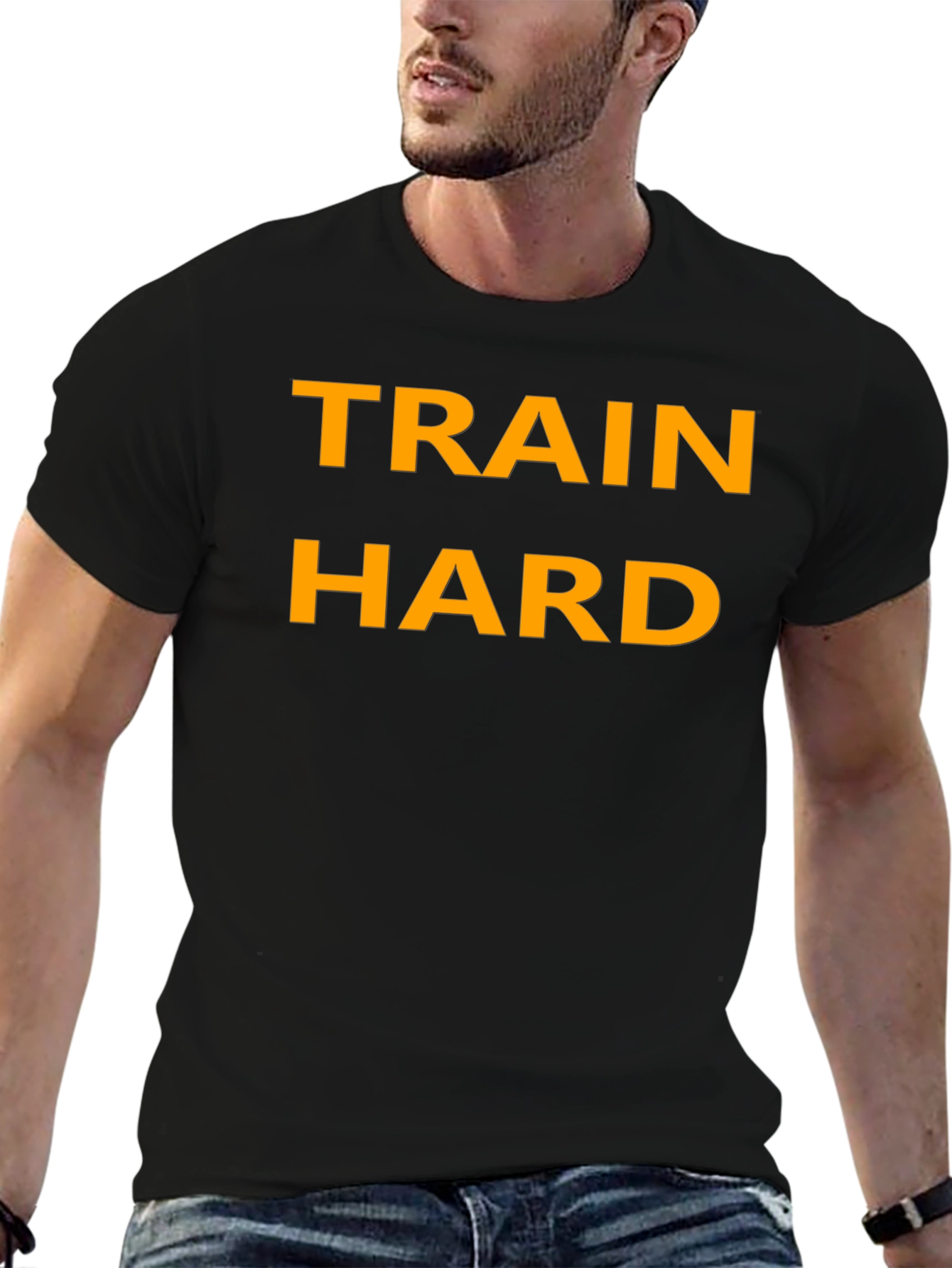 Train Hard Black T-Shirt - Motivational Fitness Apparel