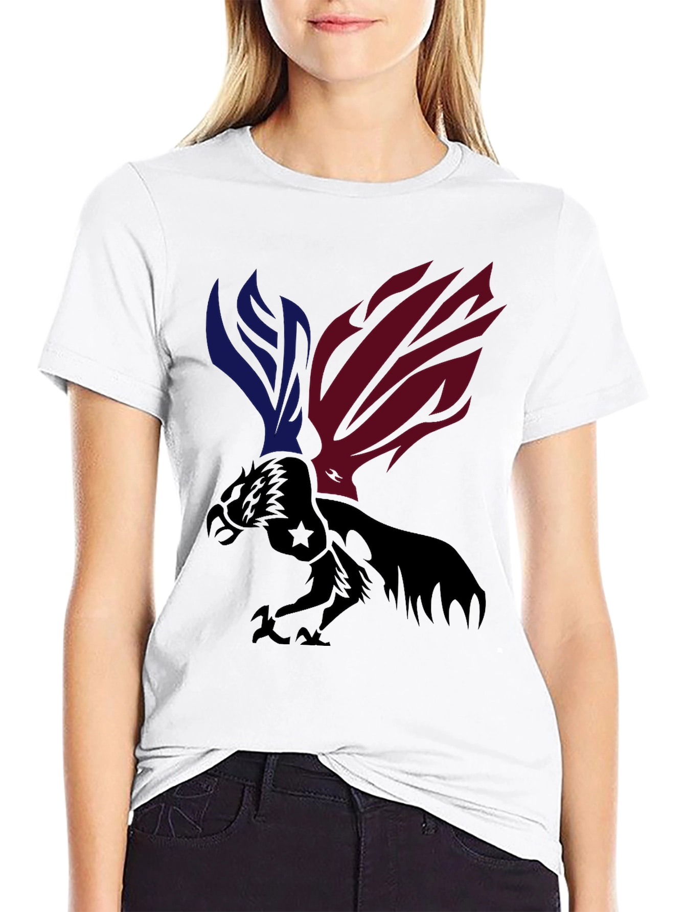 Eagle Graphic T-Shirt - Red & Blue Wings