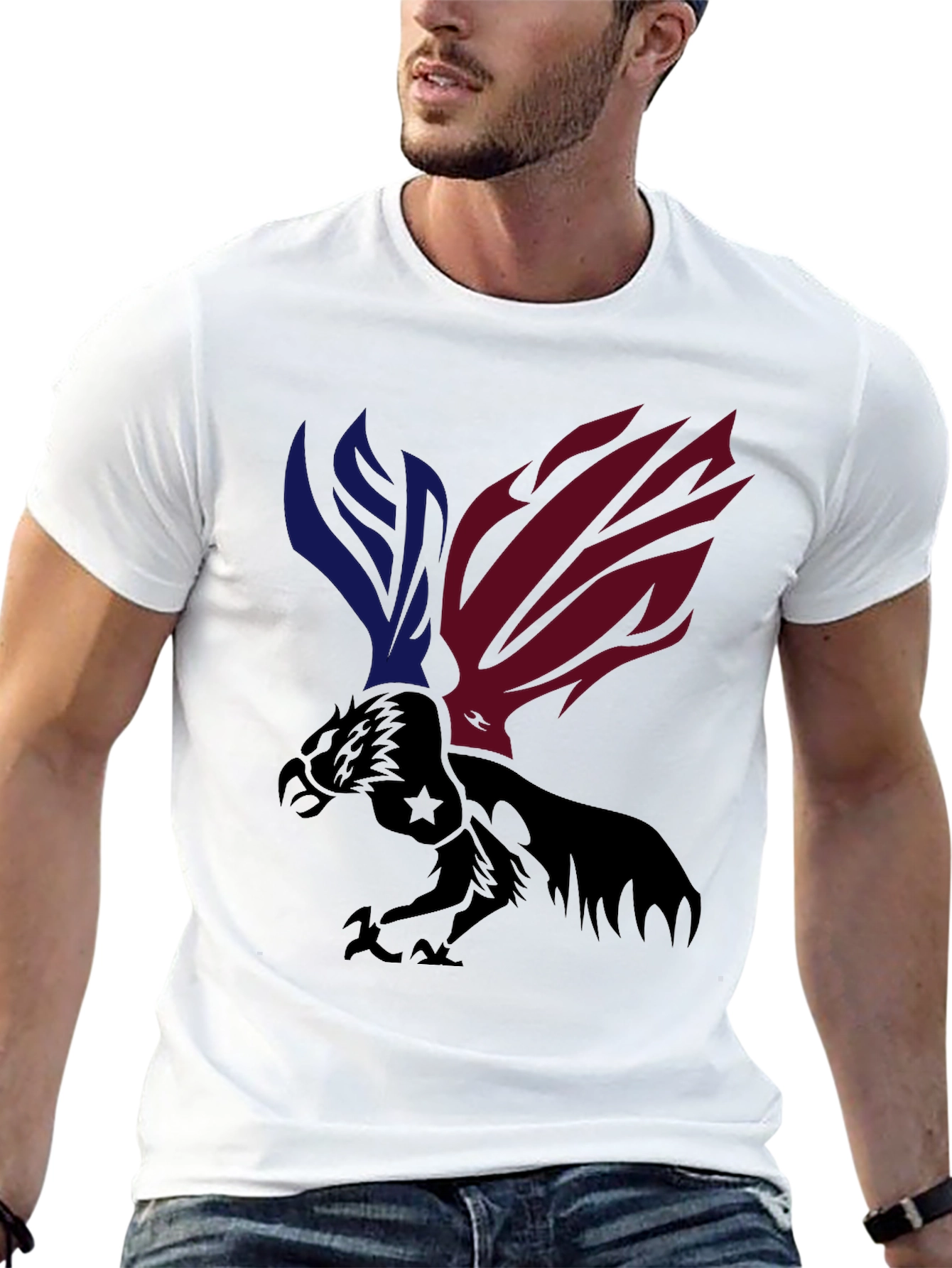 Eagle Graphic T-Shirt - Red & Blue Wings