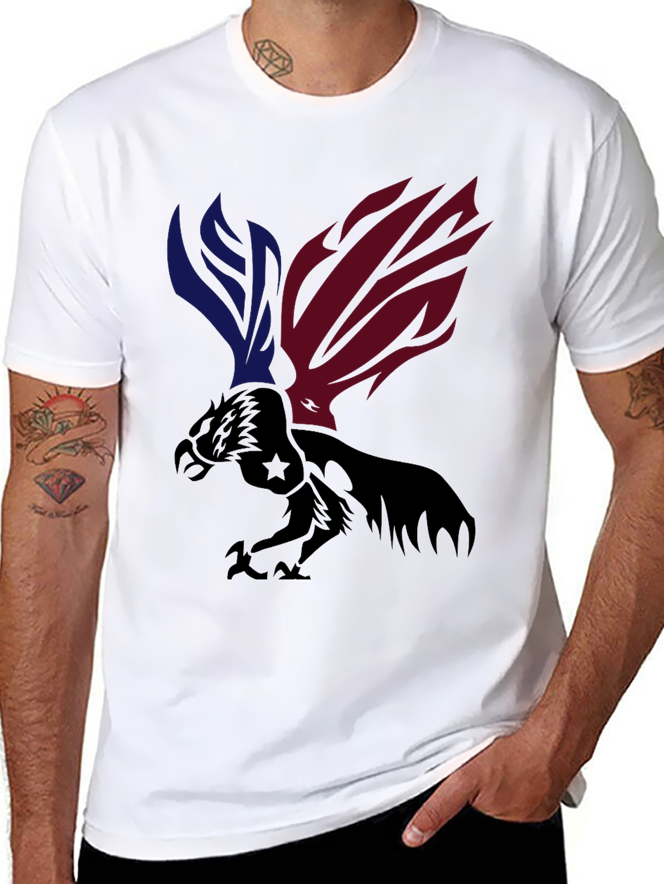 Eagle Graphic T-Shirt - Red & Blue Wings