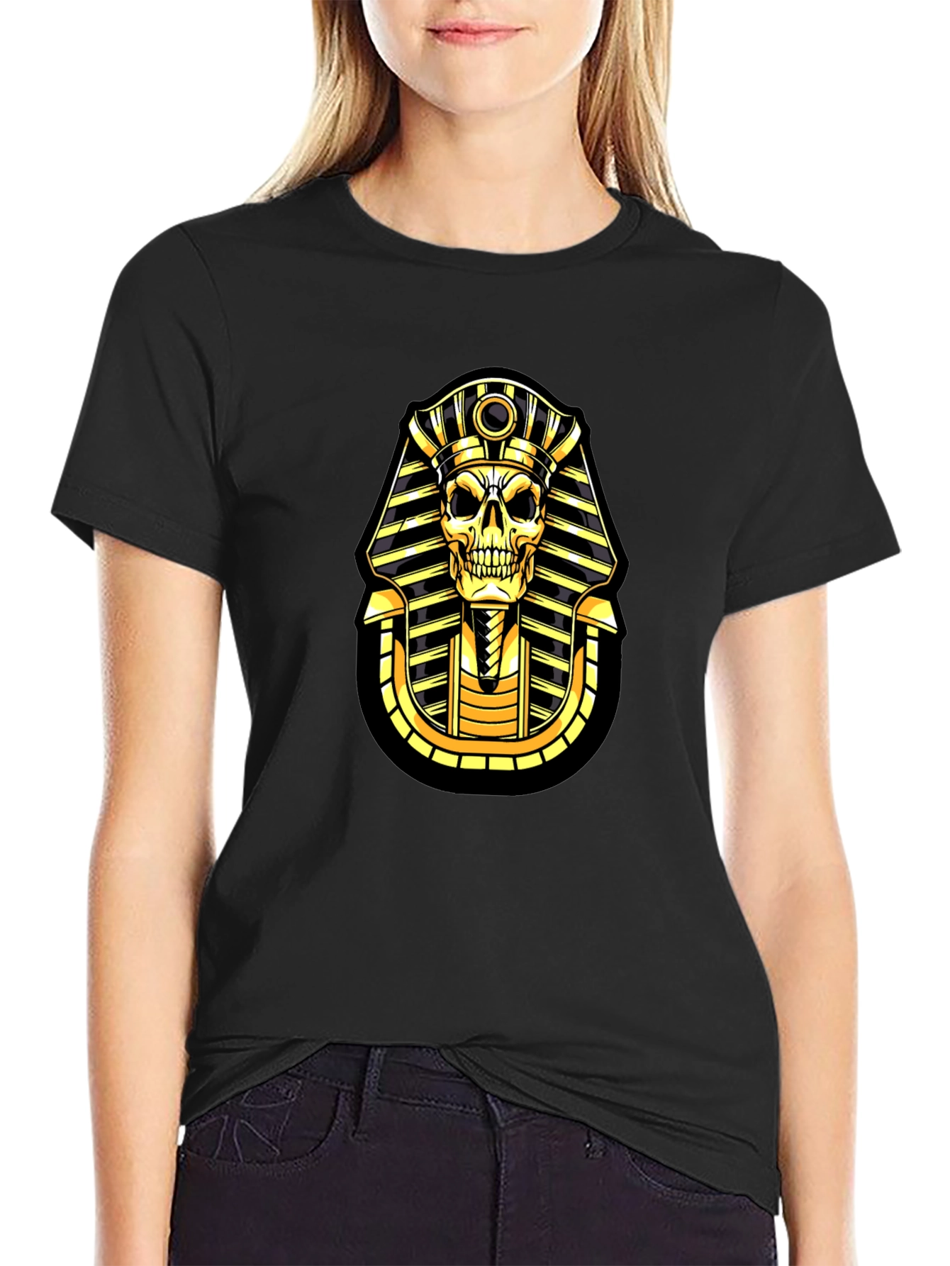 Pharaoh Skull Graphic T-Shirt - Black