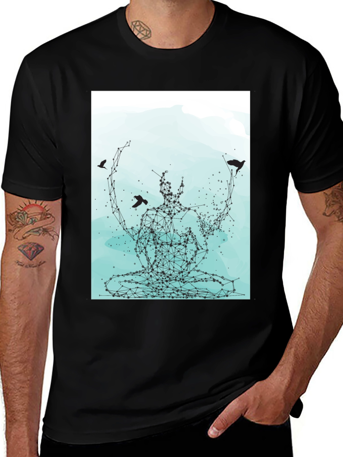 Meditative Connection Graphic Tee - Black