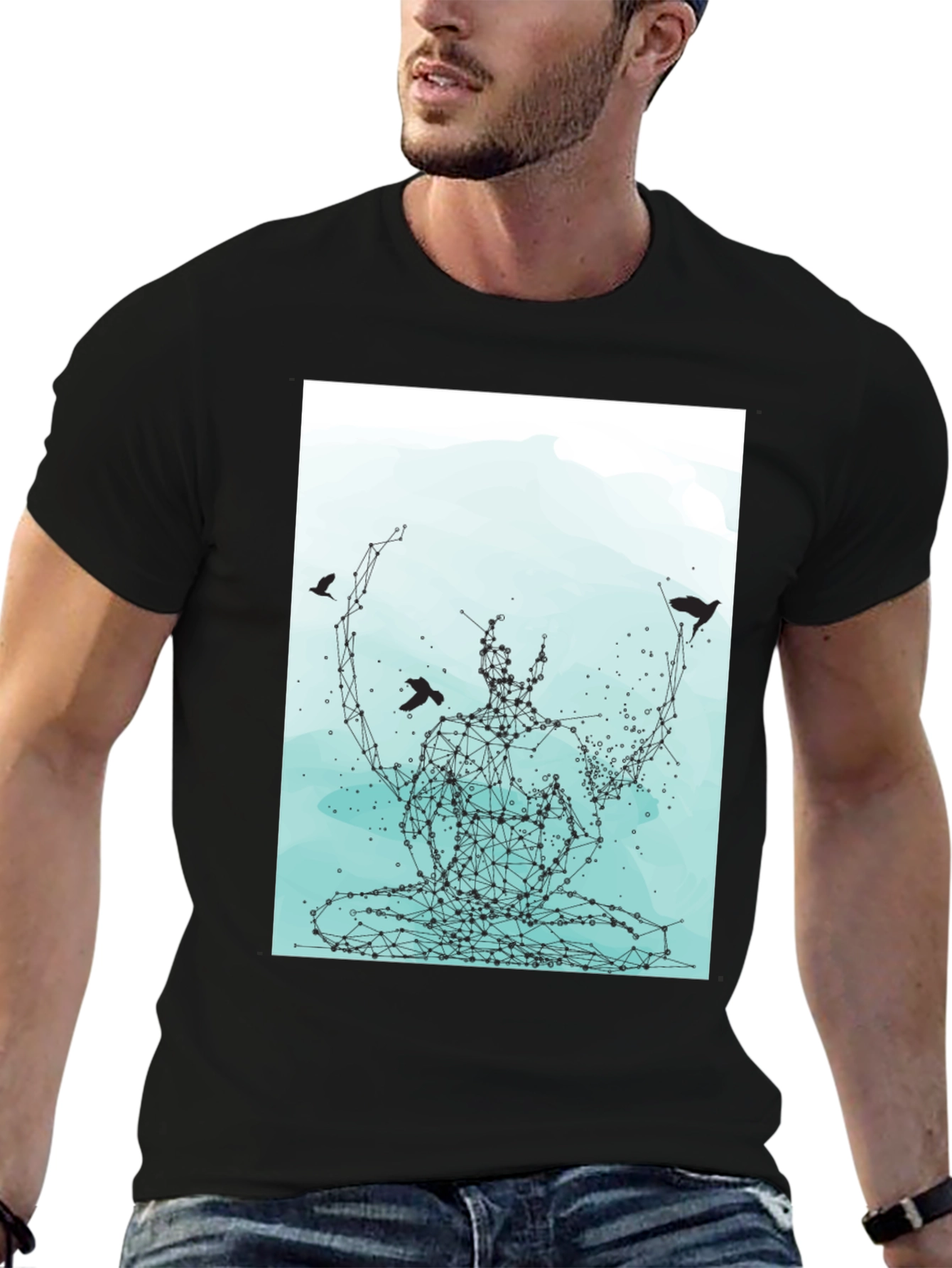 Meditative Connection Graphic Tee - Black