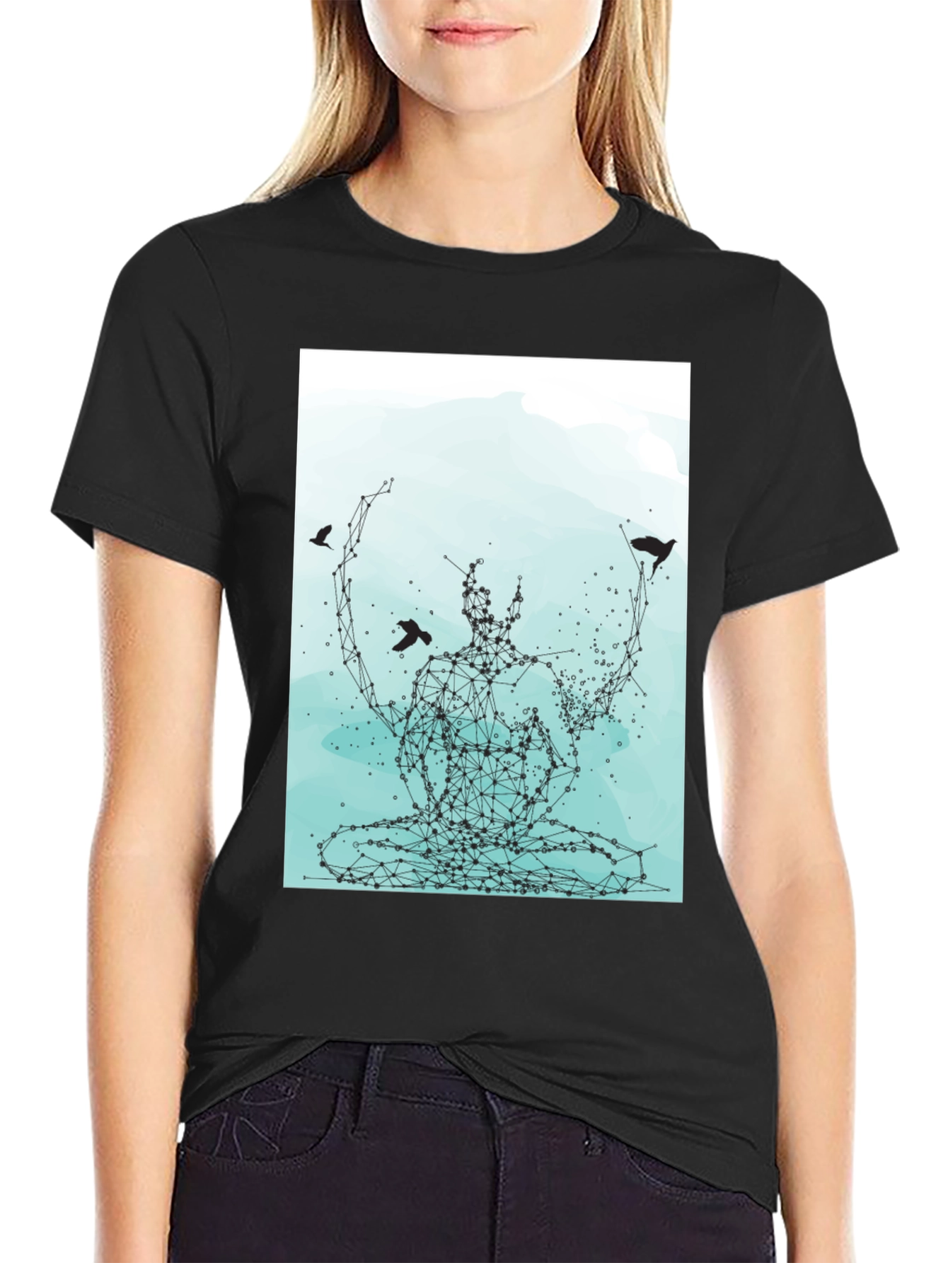 Meditative Connection Graphic Tee - Black