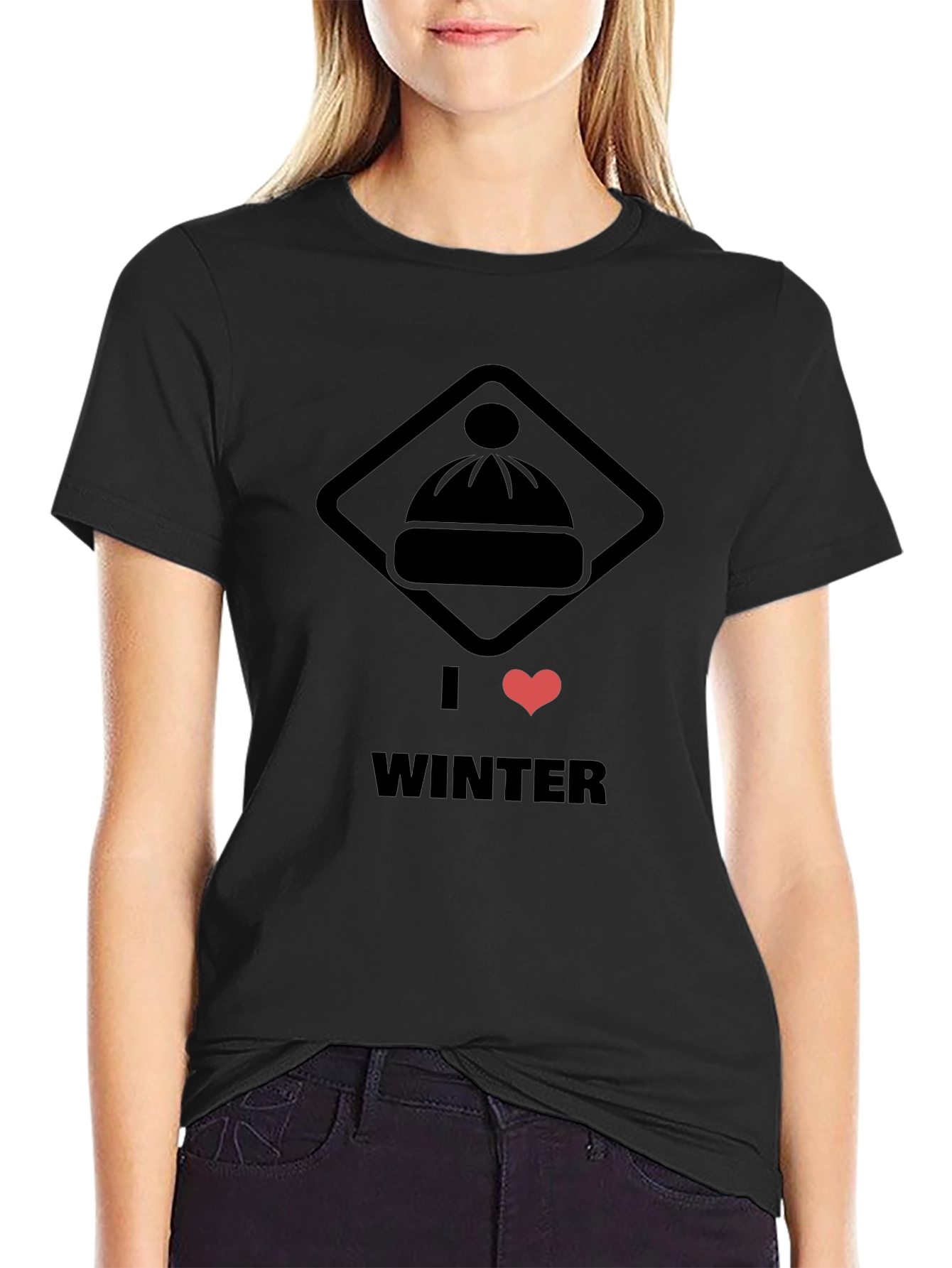 I Heart Winter Black Graphic Tee