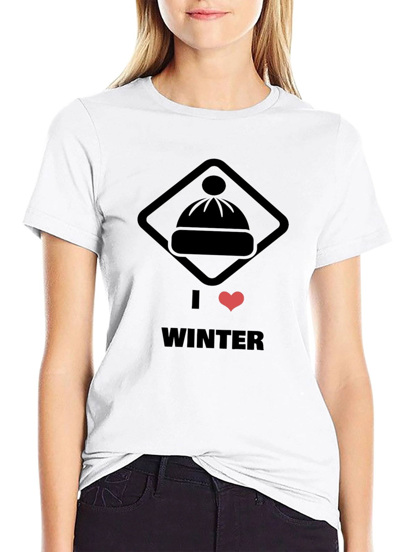 I Heart Winter Black Graphic Tee