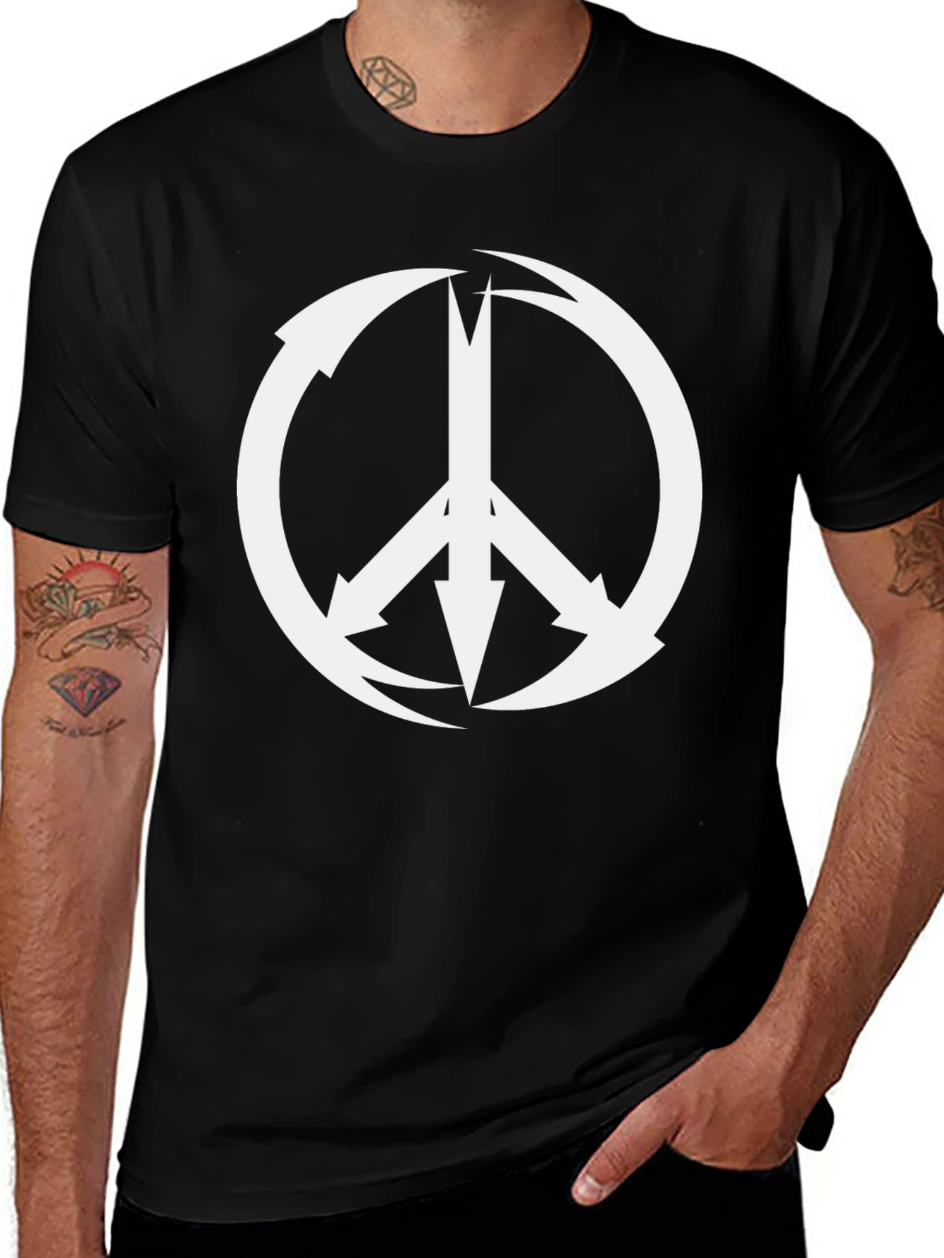 Arrow Peace Sign Black T-Shirt - Graphic Tee