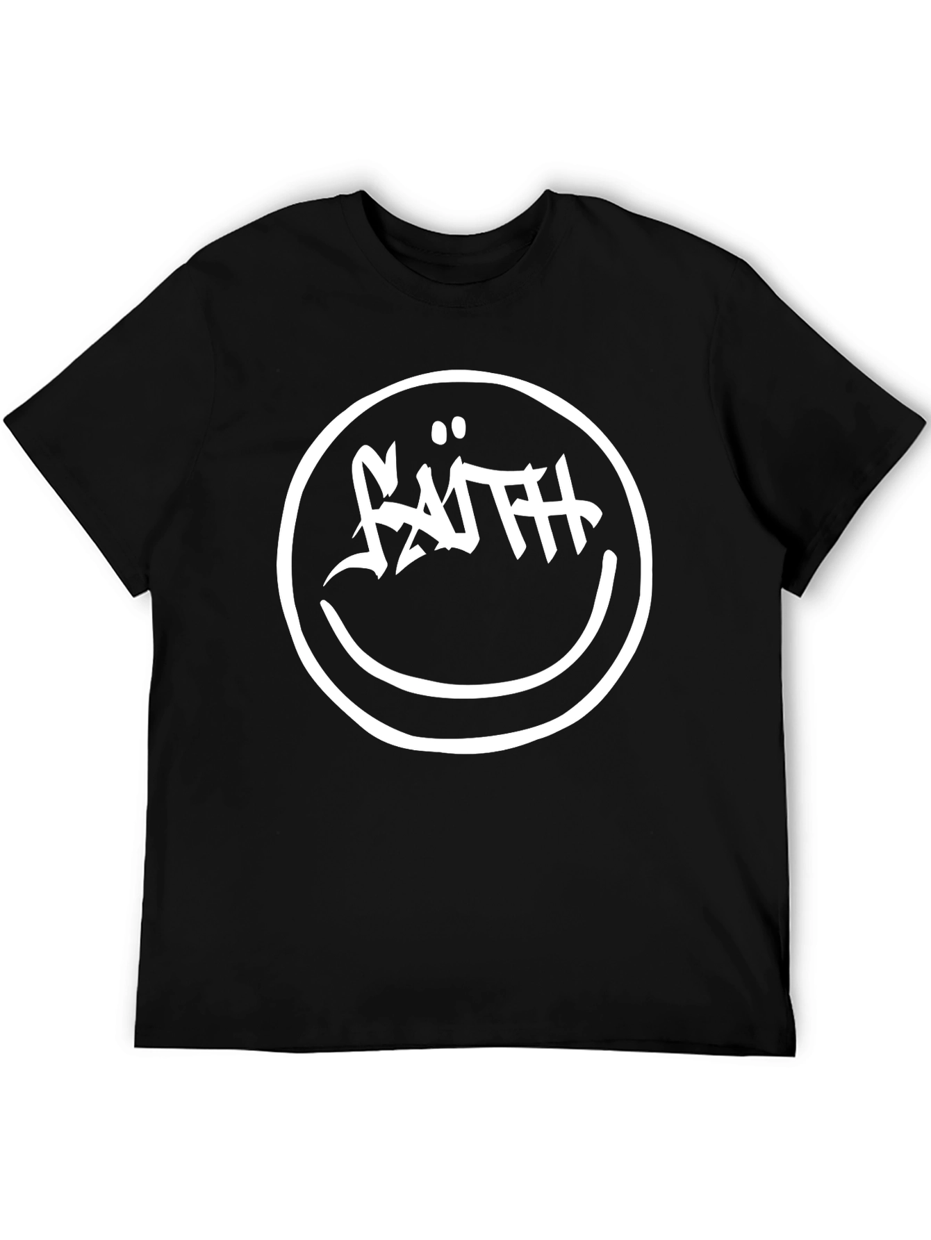 Faith Smiley Face Graphic Tee - Black