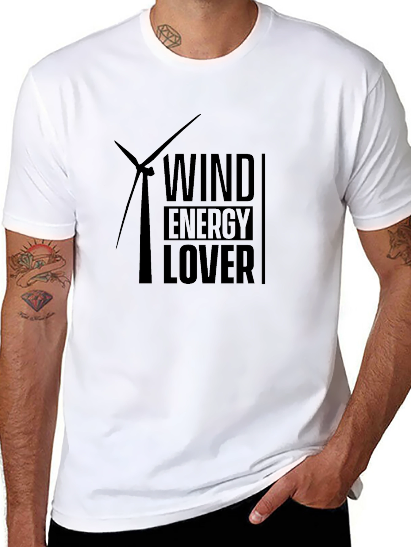 Wind Energy Lover Graphic Tee - Black Cotton T-Shirt