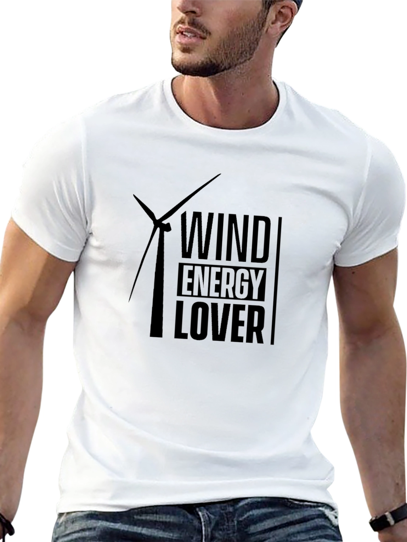 Wind Energy Lover Graphic Tee - Black Cotton T-Shirt