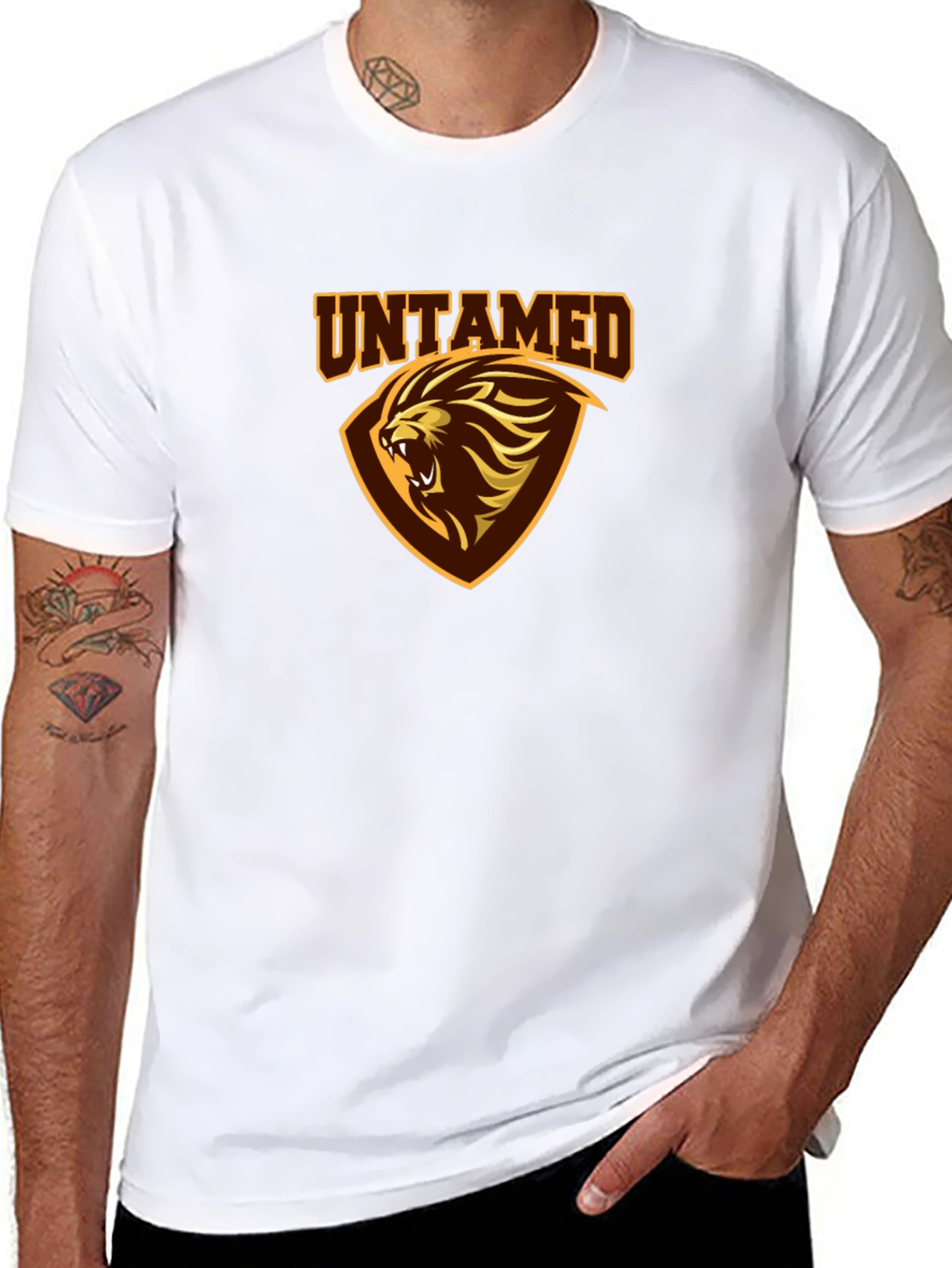 Untamed Lion Graphic Print Black T-Shirt