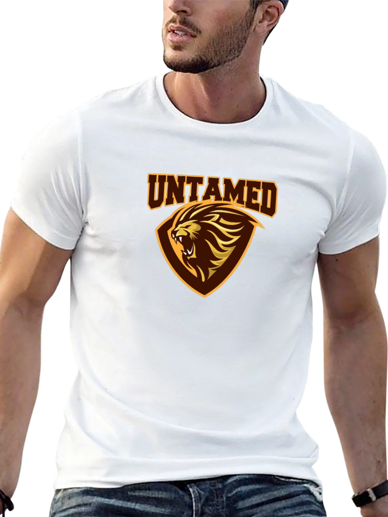 Untamed Lion Graphic Print Black T-Shirt