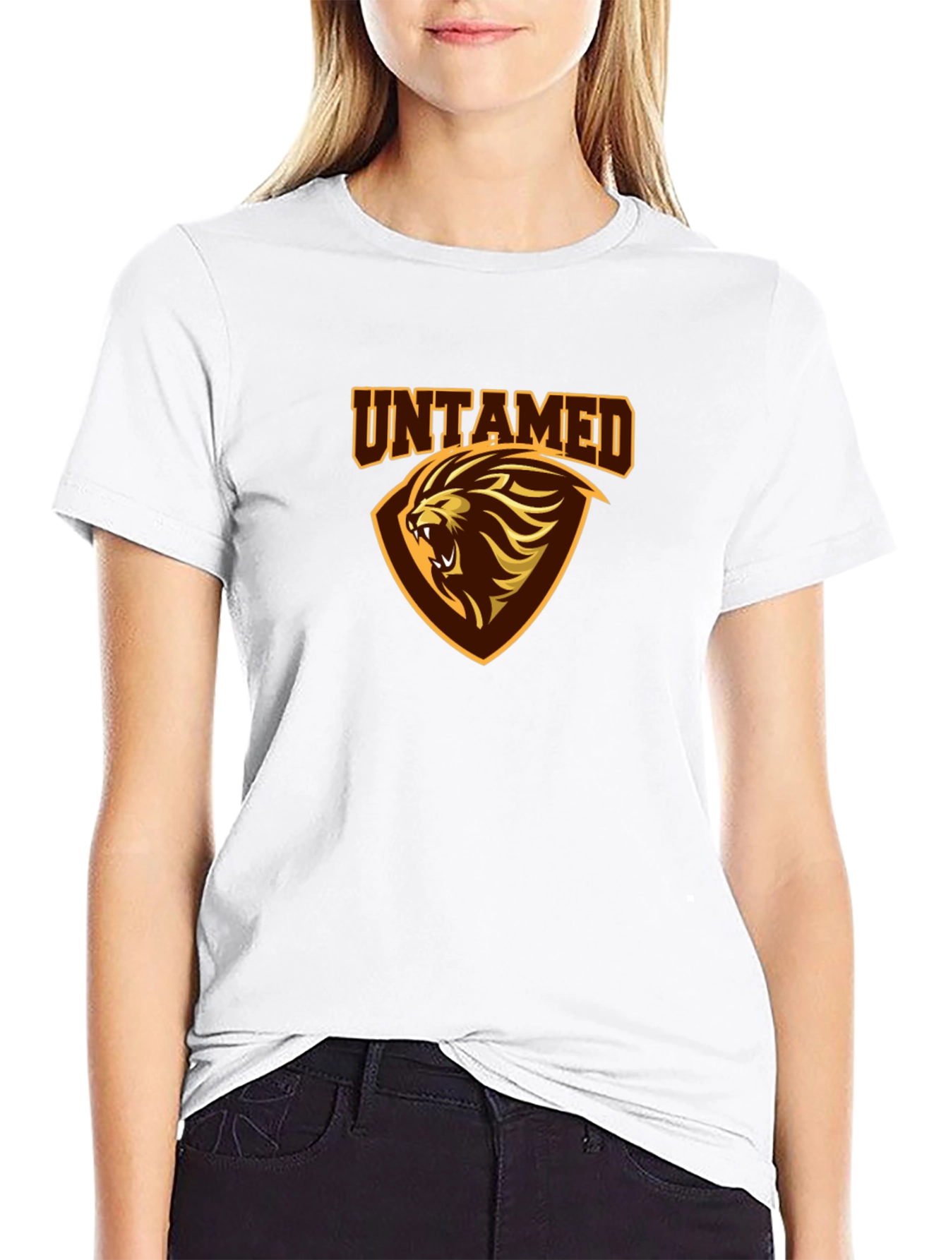 Untamed Lion Graphic Print Black T-Shirt