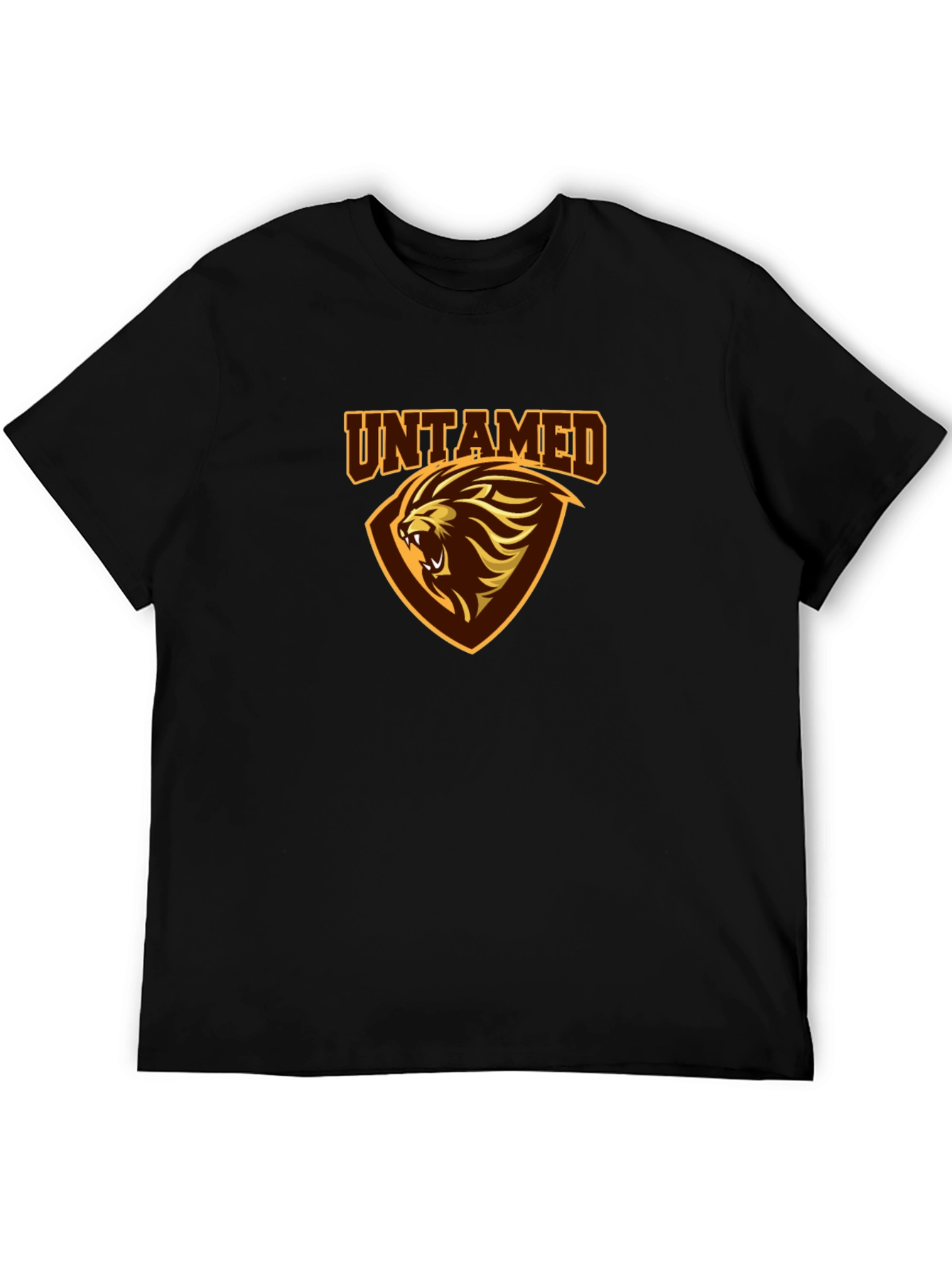 Untamed Lion Graphic Print Black T-Shirt