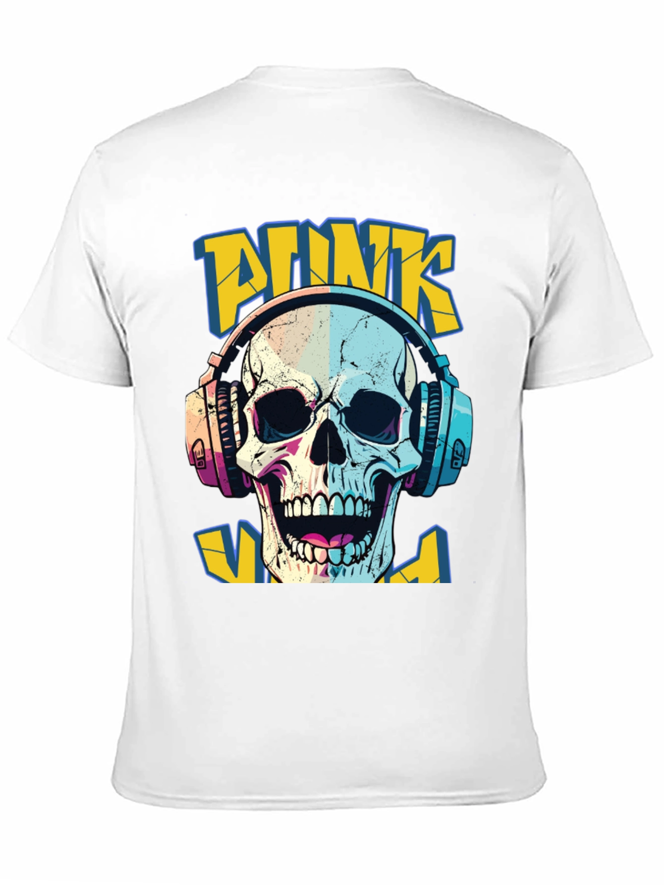 Punk Skull Graphic T-Shirt - Headphone Design