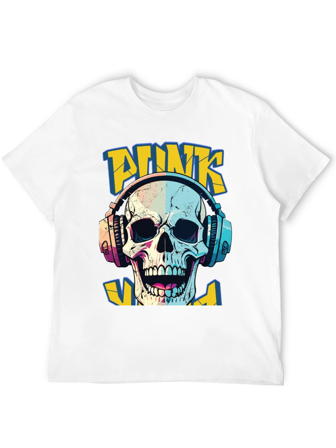 Punk Skull Graphic T-Shirt - Headphone Design