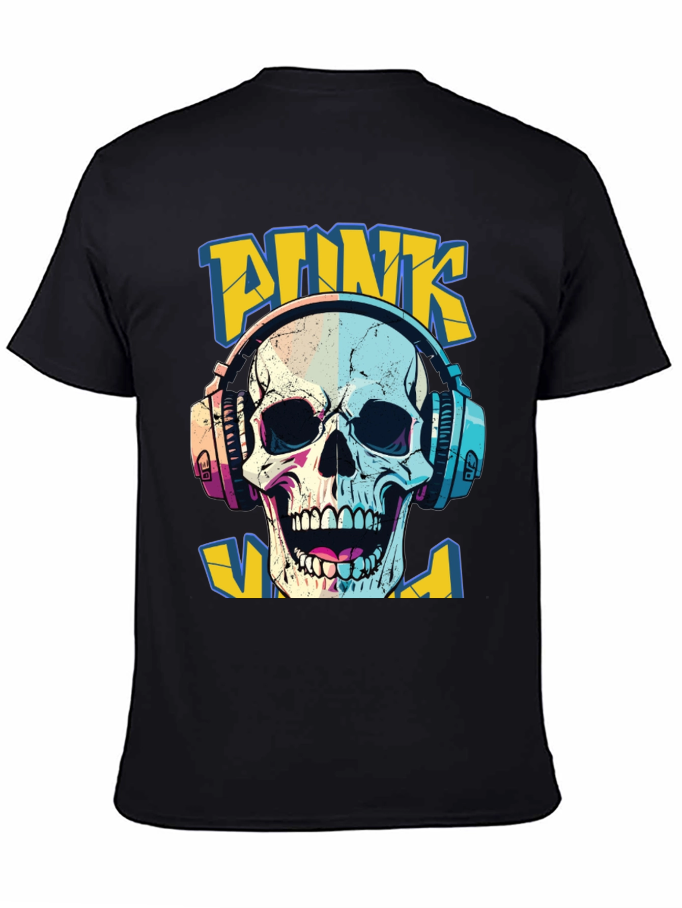 Punk Skull Graphic T-Shirt - Headphone Design