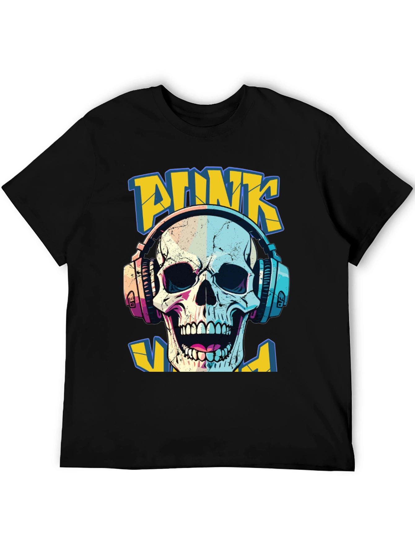 Punk Skull Graphic T-Shirt - Headphone Design