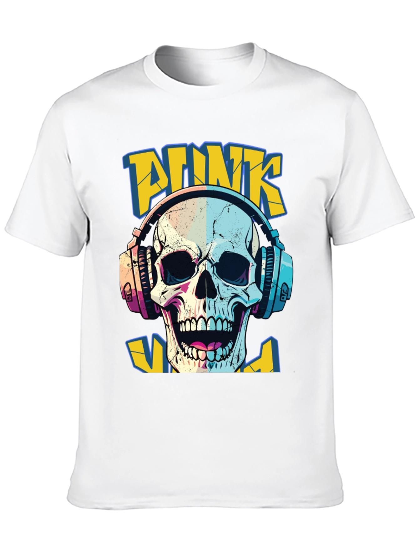 Punk Skull Graphic T-Shirt - Headphone Design