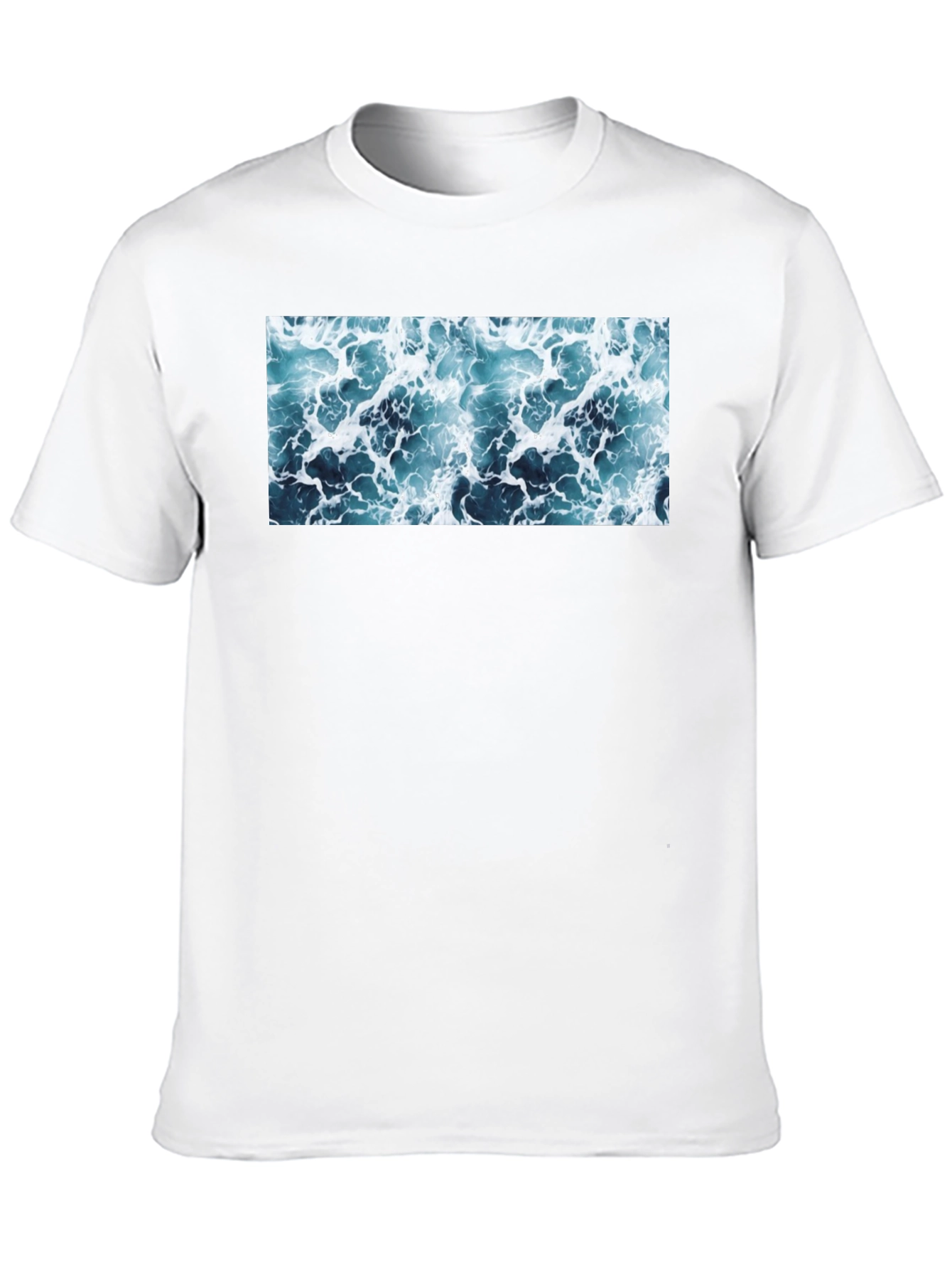 Ocean Wave Print Black T-Shirt
