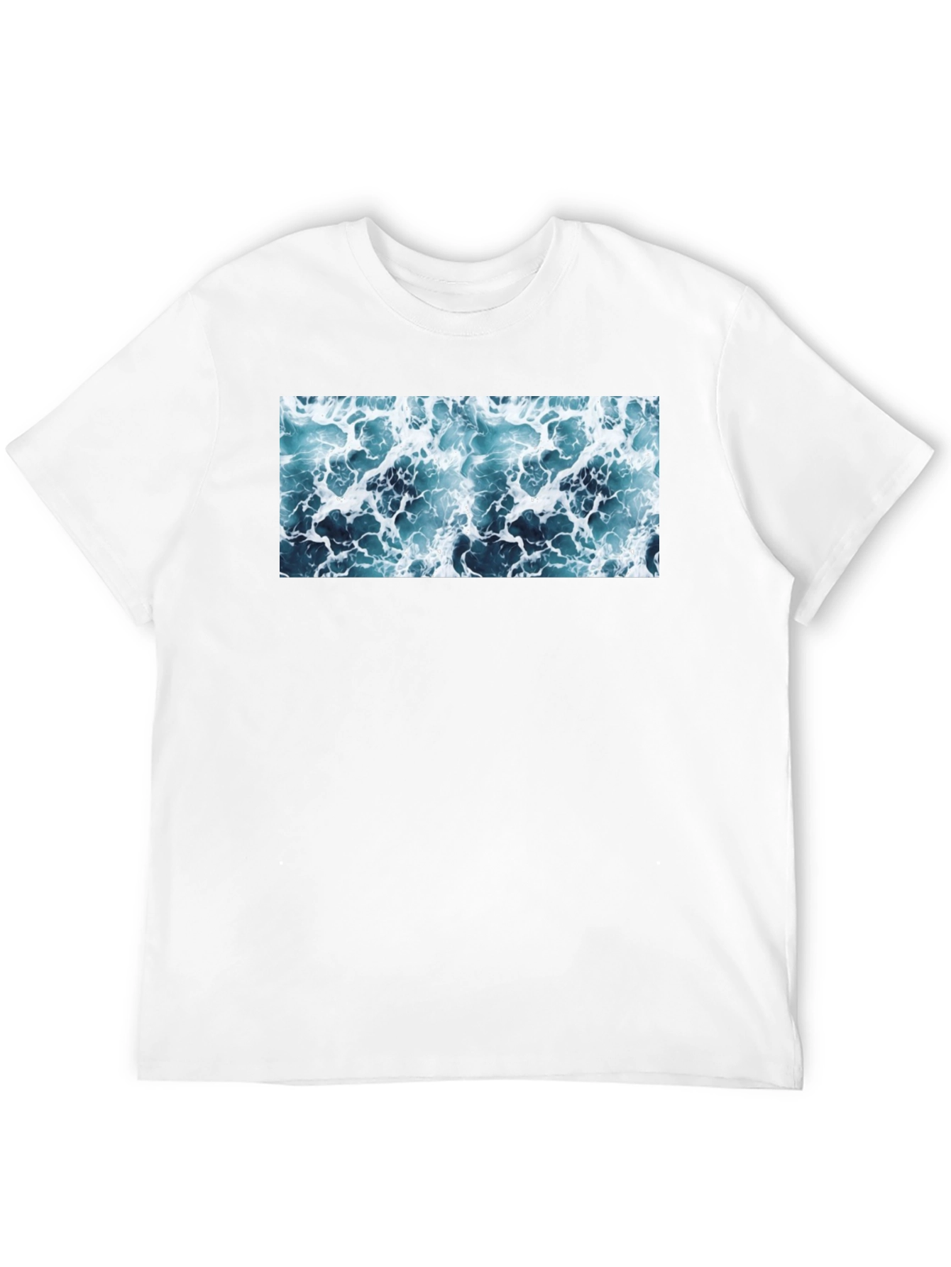 Ocean Wave Print Black T-Shirt