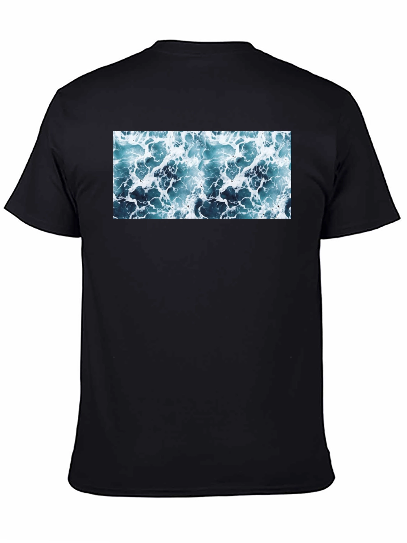 Ocean Wave Print Black T-Shirt
