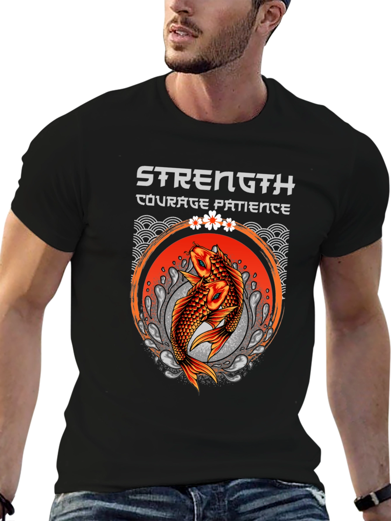 Strength Courage Patience Koi Fish T-Shirt