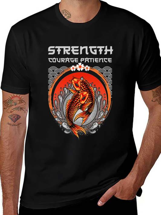 Strength Courage Patience Koi Fish T-Shirt