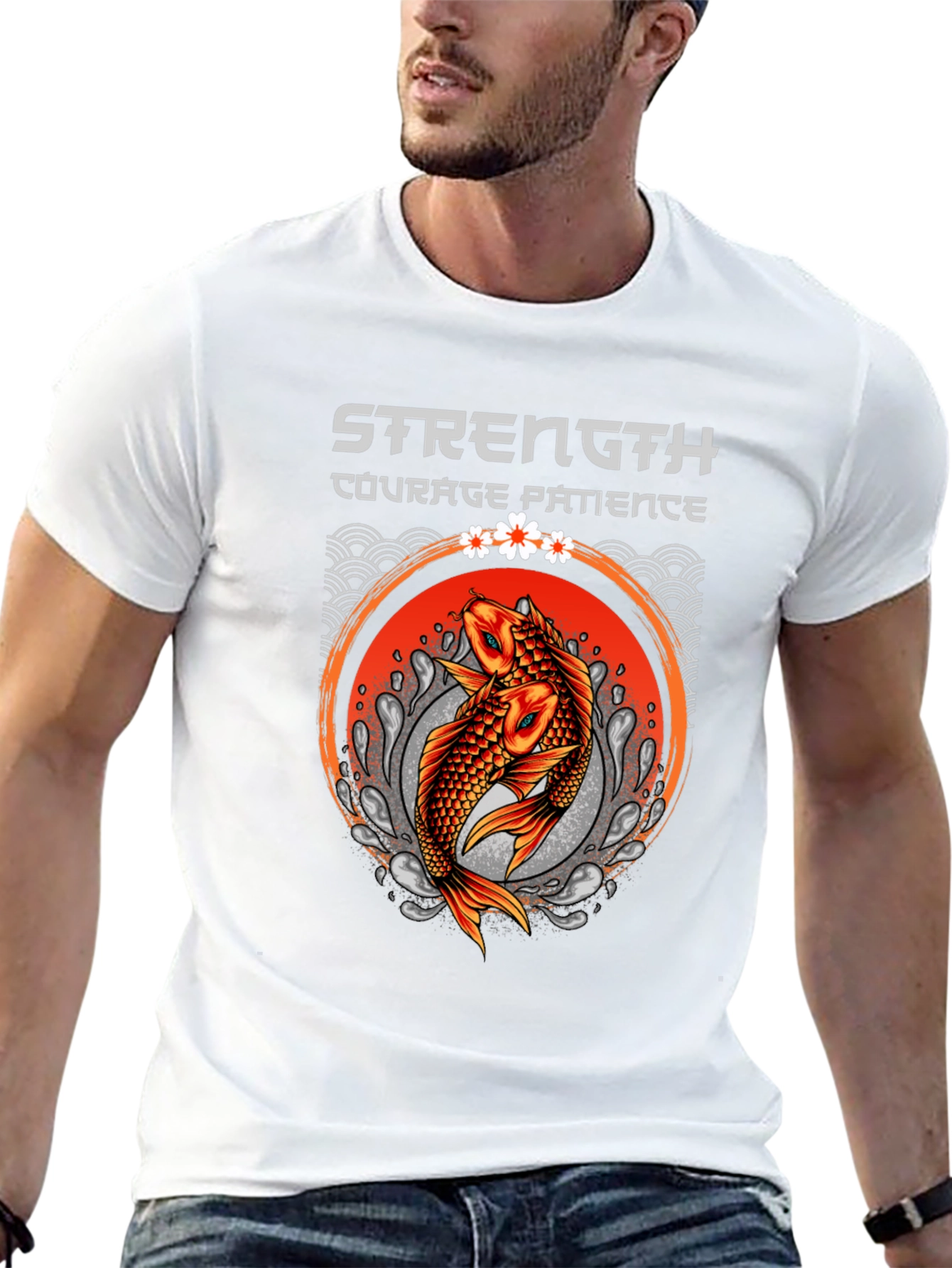 Strength Courage Patience Koi Fish T-Shirt