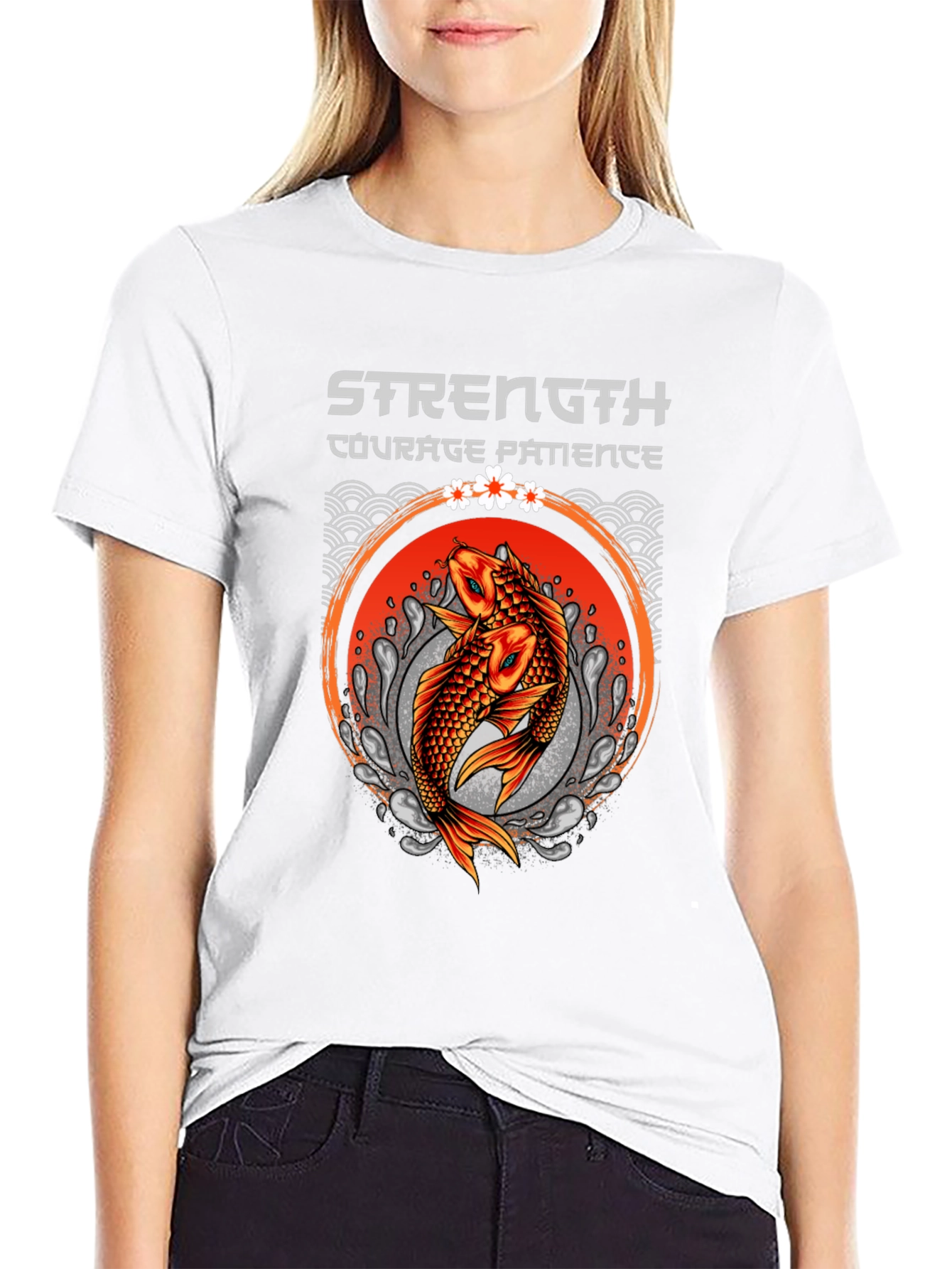 Strength Courage Patience Koi Fish T-Shirt