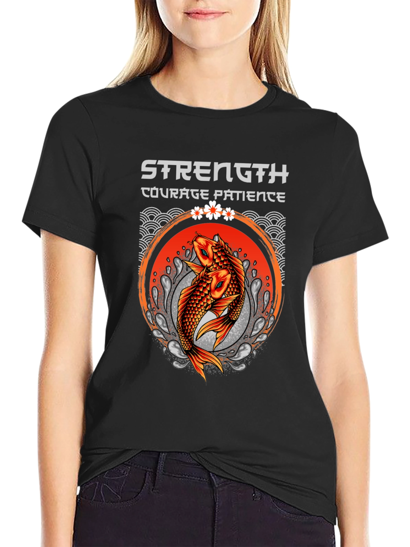 Strength Courage Patience Koi Fish T-Shirt