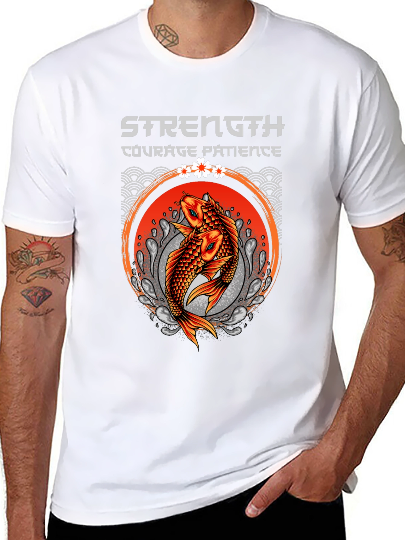 Strength Courage Patience Koi Fish T-Shirt